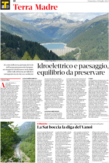 Dighe: idroelettrico e paesaggio, equilibrio da preservare. La Sat boccia la diga del Vanoi