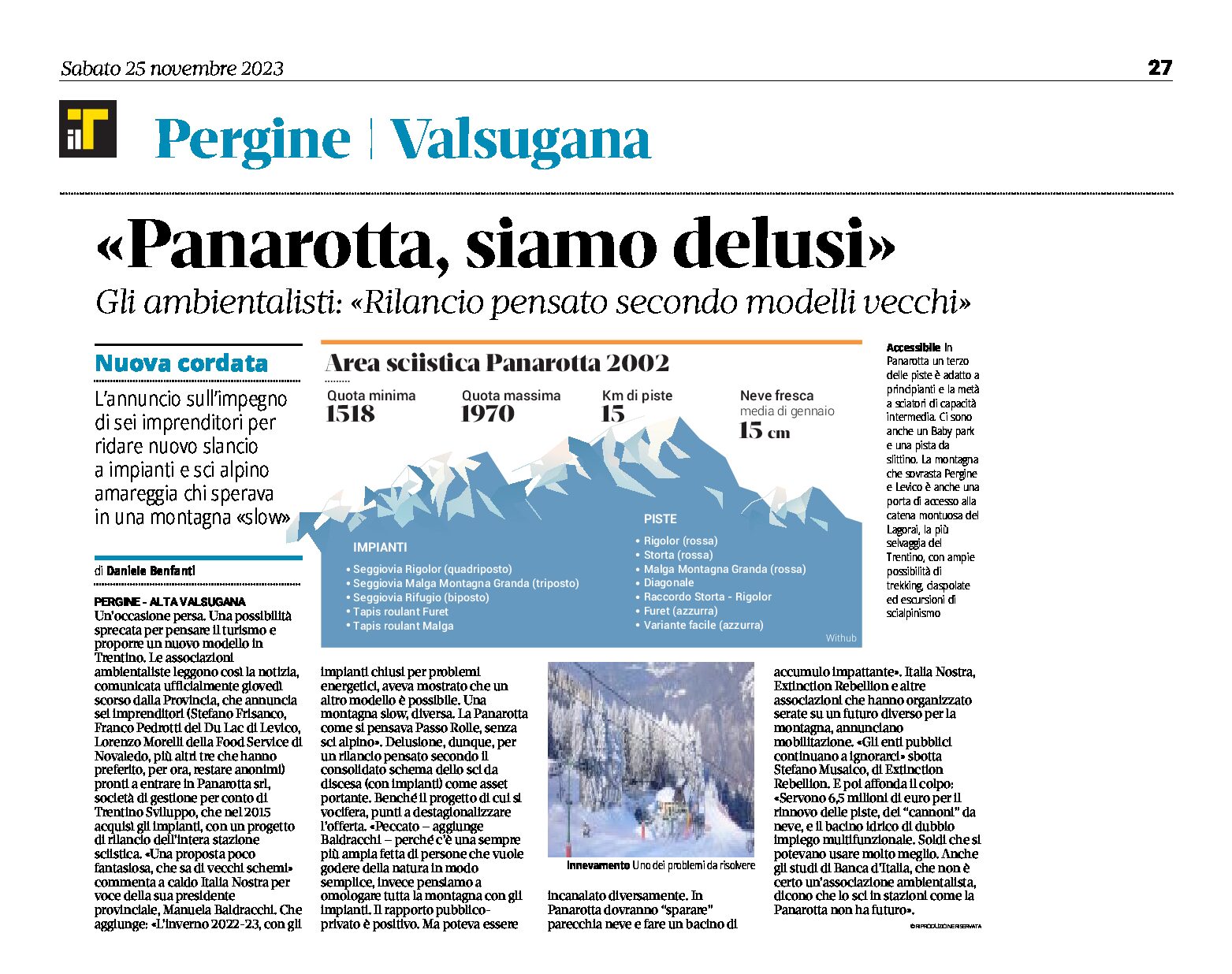 Panarotta: gli ambientalisti “siamo delusi”