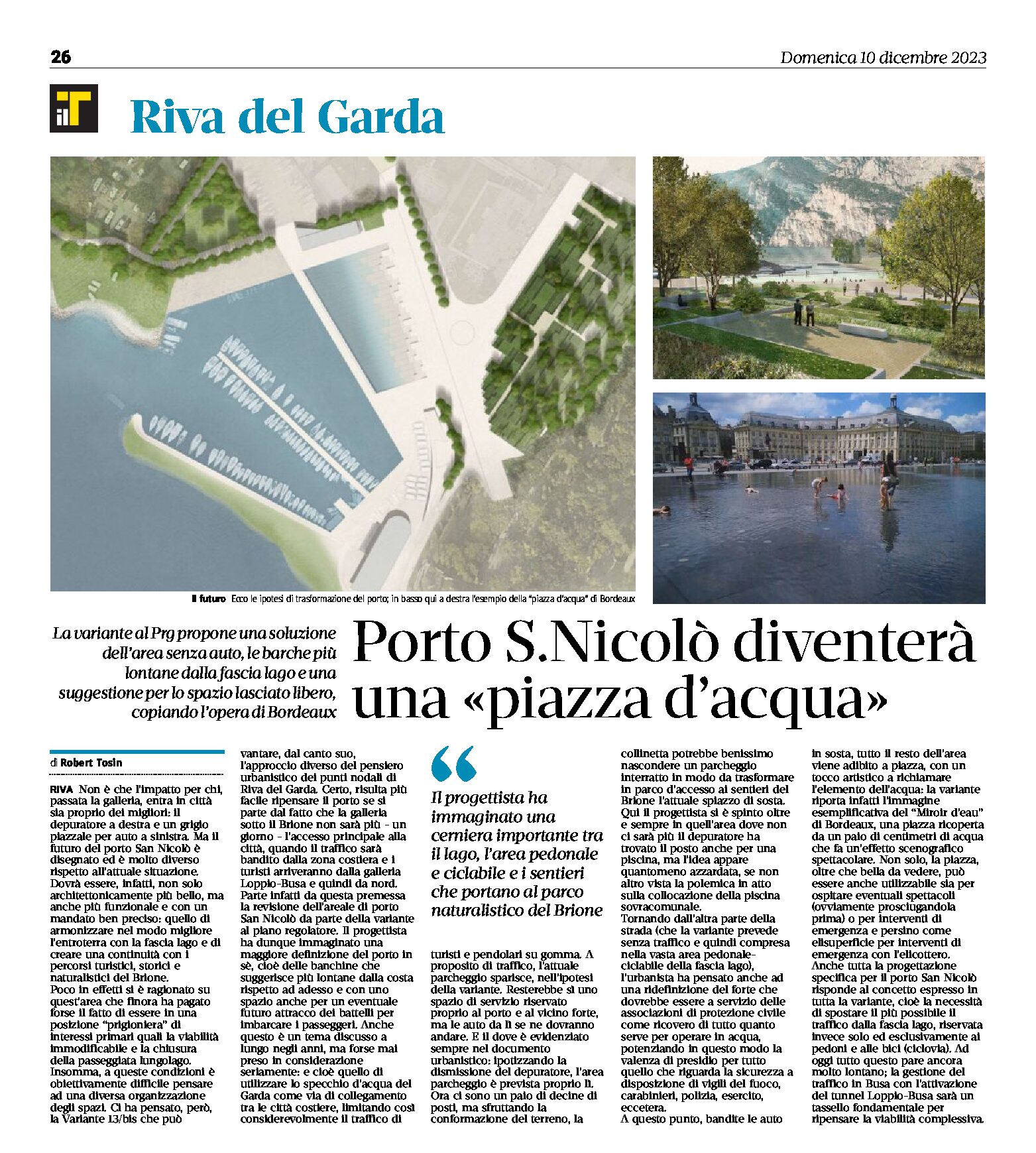 Riva: porto San Nicolò diventerà una “piazza d’acqua”
