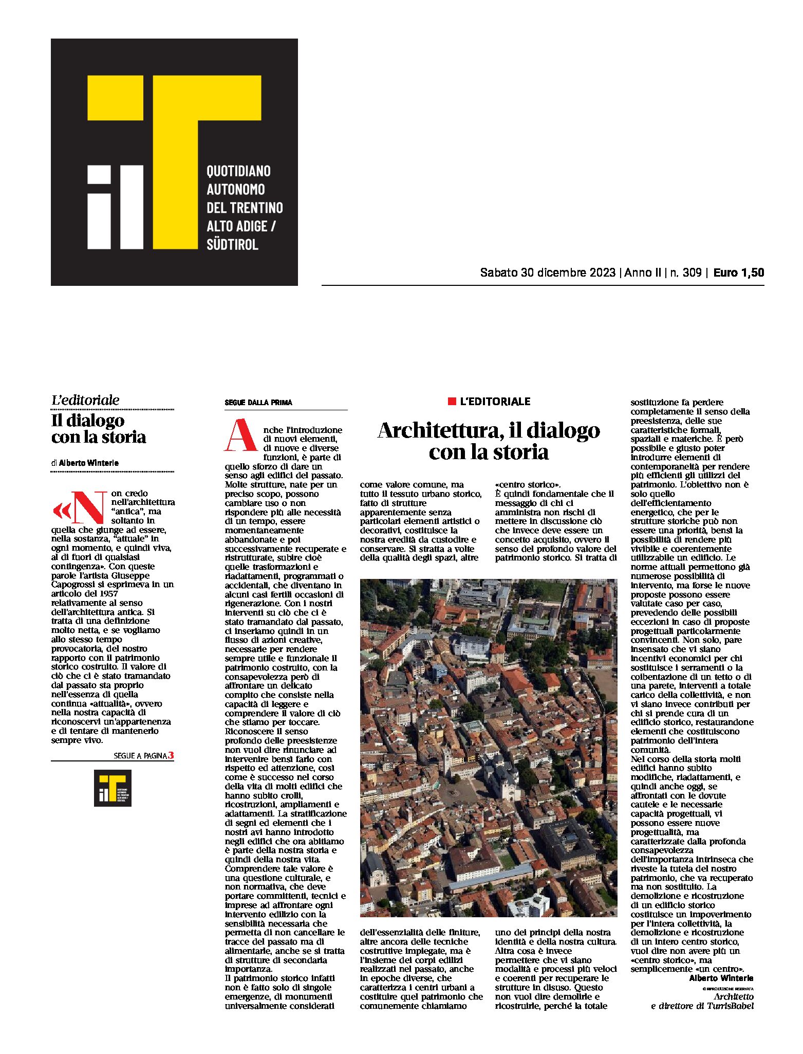 Architettura, il dialogo con la storia. Editoriale di Alberto Winterle