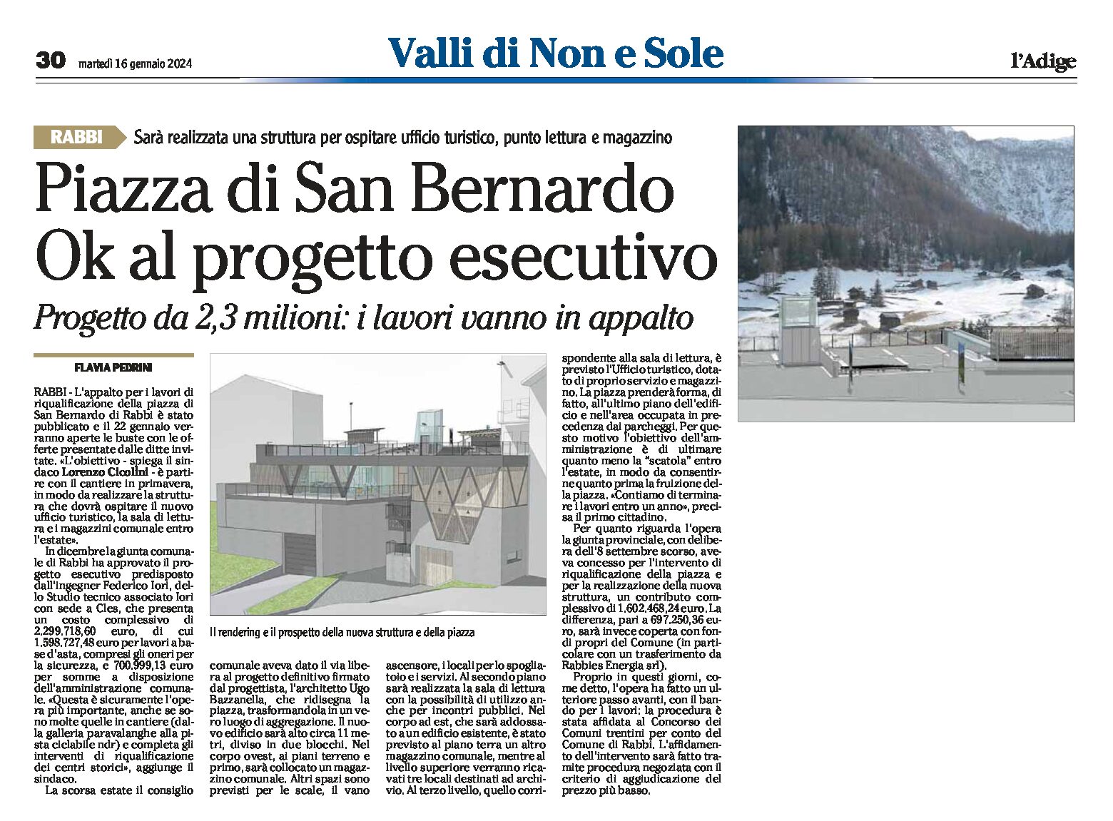 Rabbi: piazza di San Bernardo. Ok al progetto esecutivo