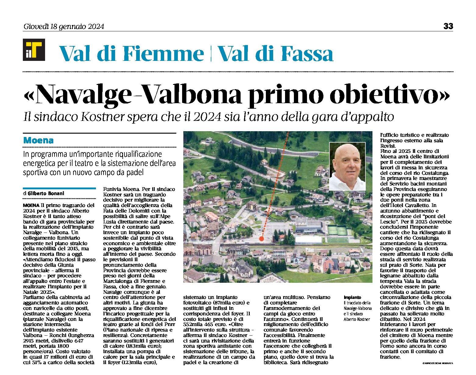 Moena: impianto Navalge-Valbona primo obiettivo