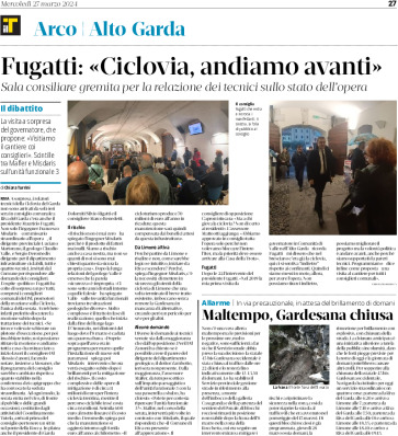 Ciclovia del Garda: Fugatti “andiamo avanti”