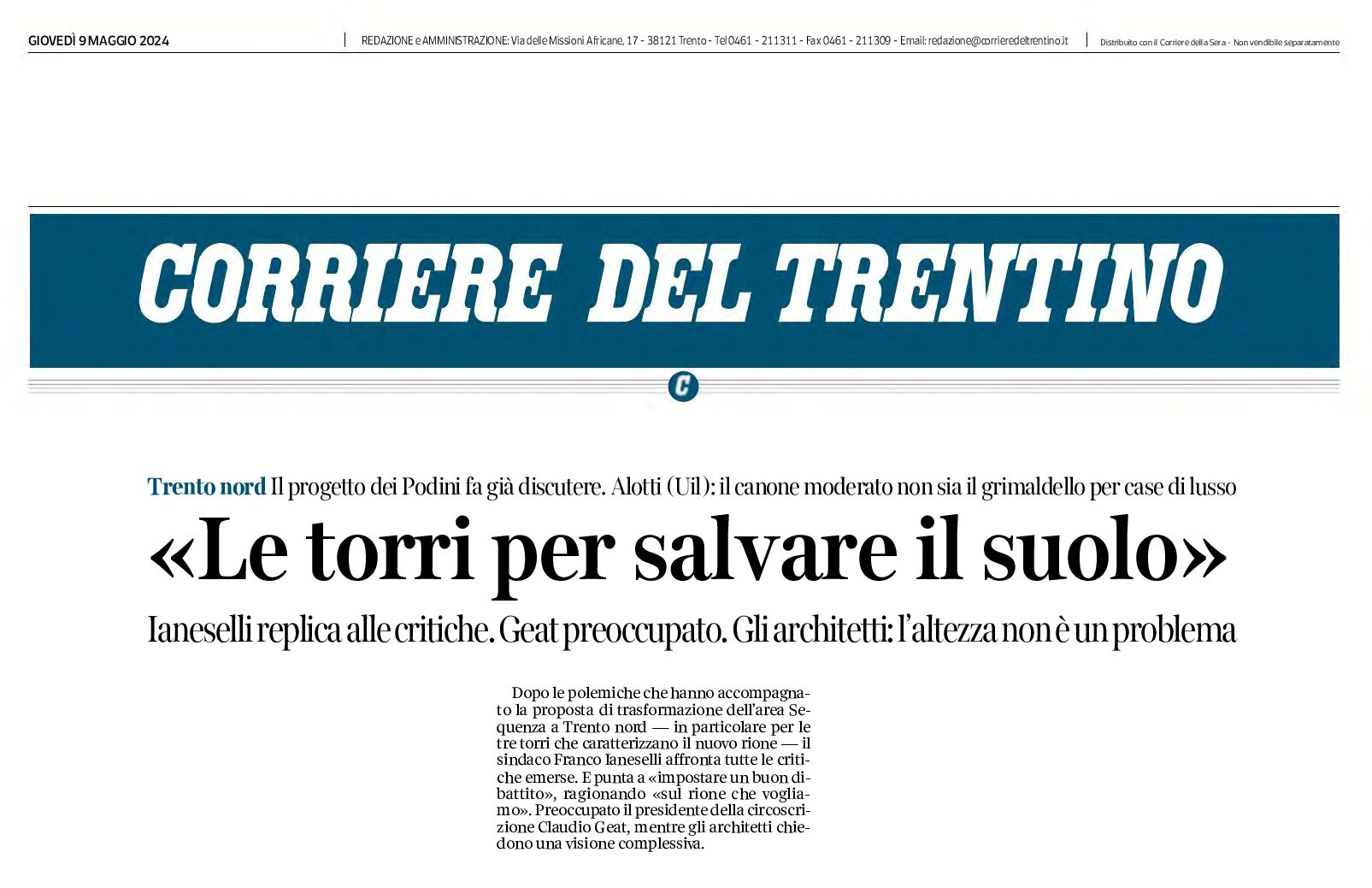 Le torri per salvare il suolo