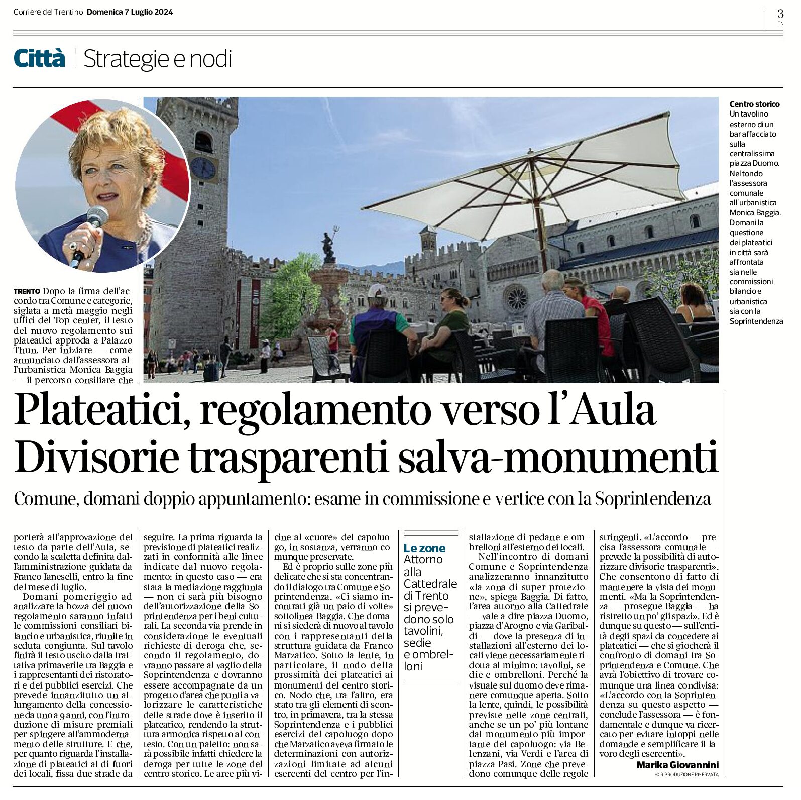 Trento, plateatici: regolamento verso l’aula