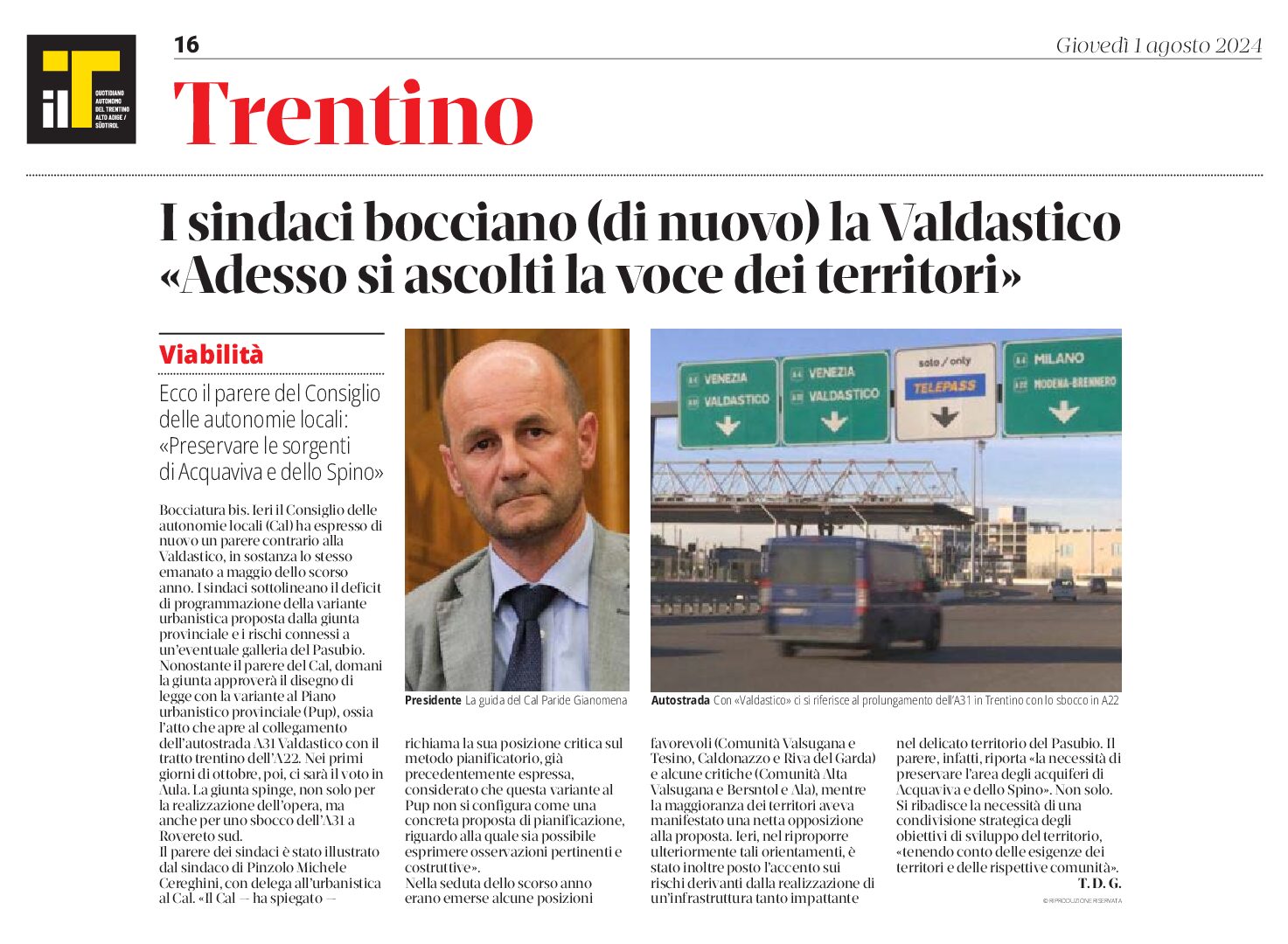 I sindaci bocciano (di nuovo) la Valdastico
