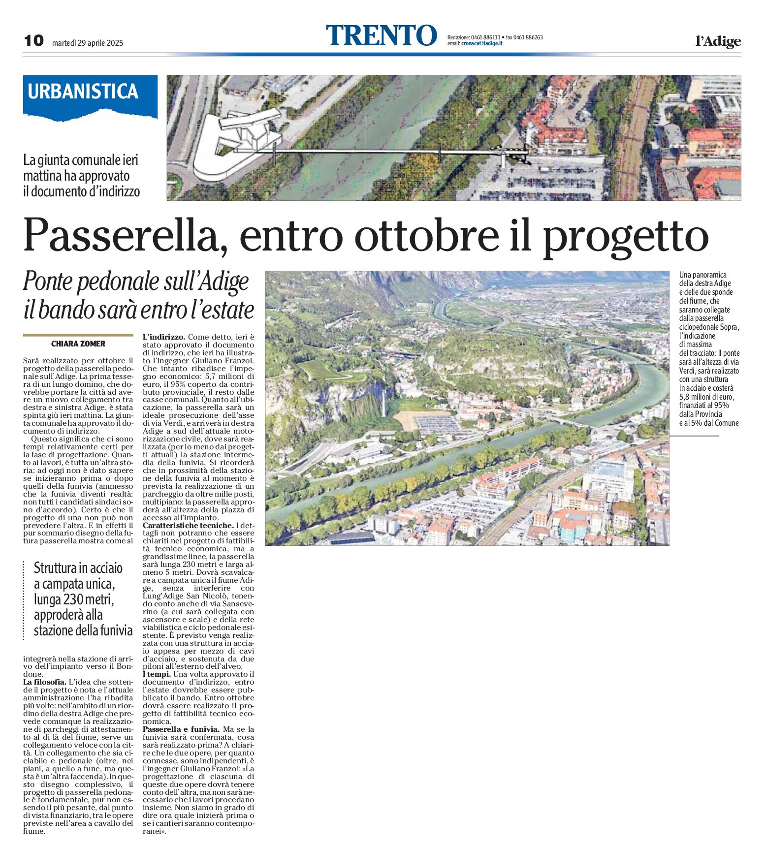 Passerella sull’Adige per Piedicastello