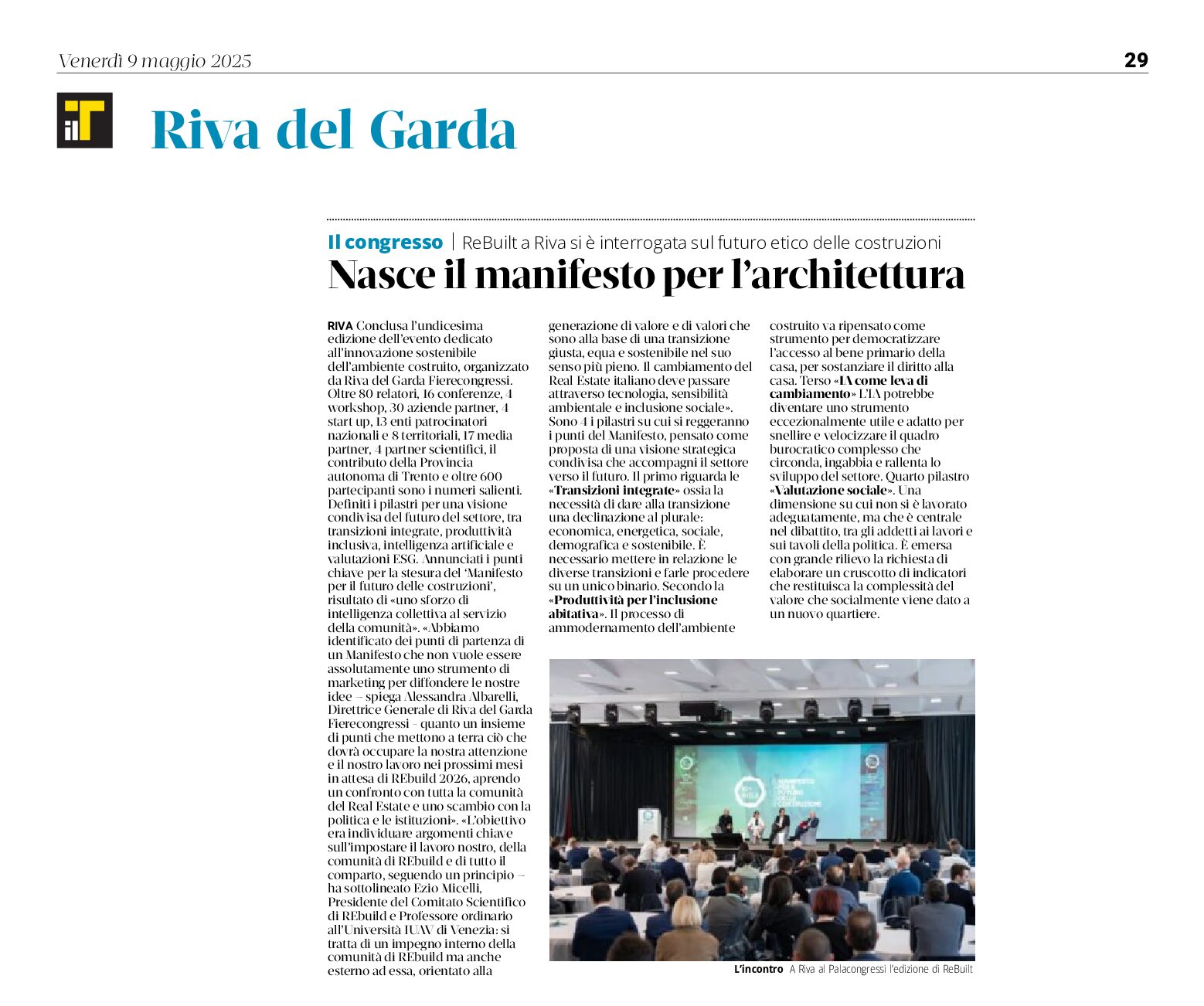 Congresso ReBuilt: nasce il manifesto per l’architettura
