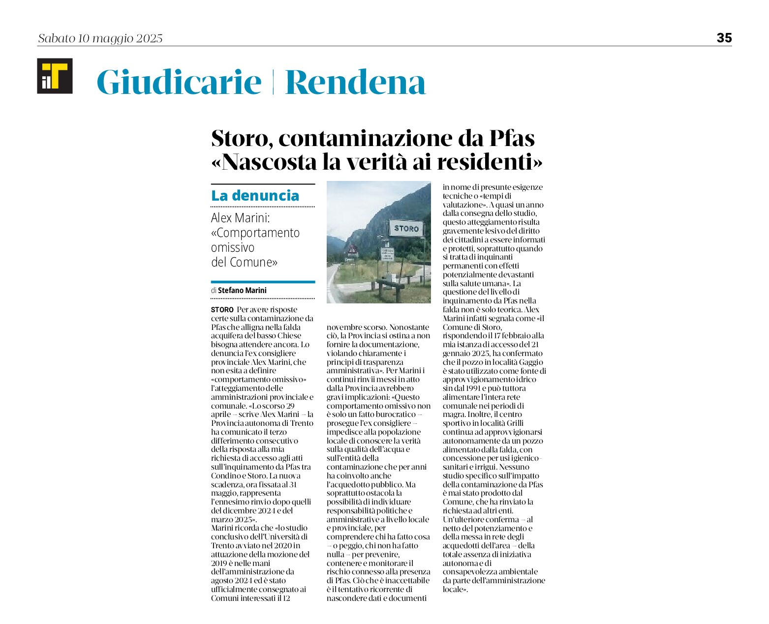Storo. Contaminazione da Pfas