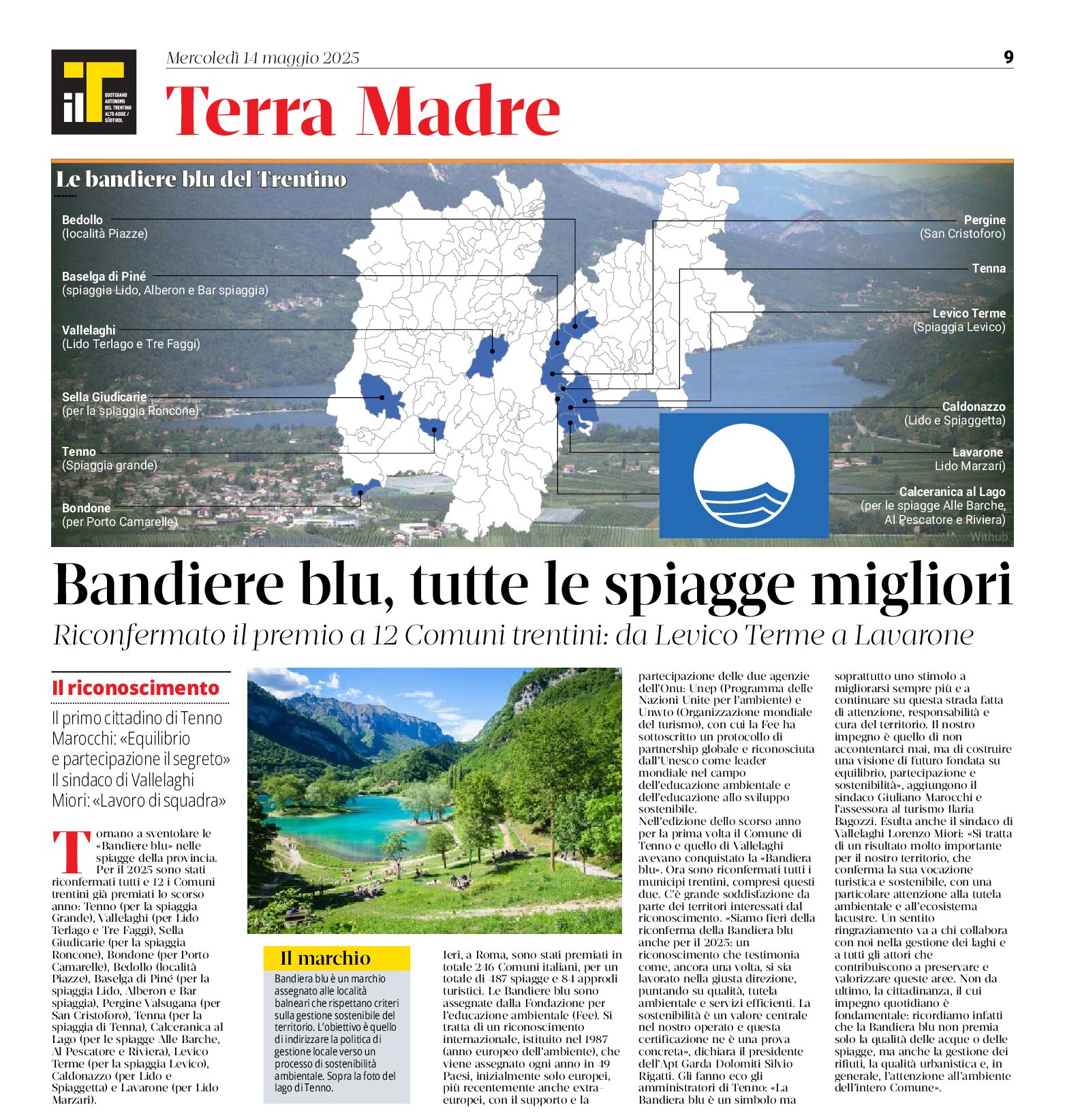 Tutti i laghi del Trentino bandiera blu