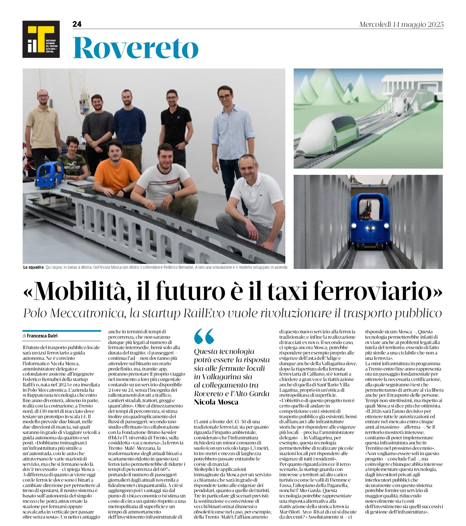 Rovereto. Il futuro è il taxi ferroviario