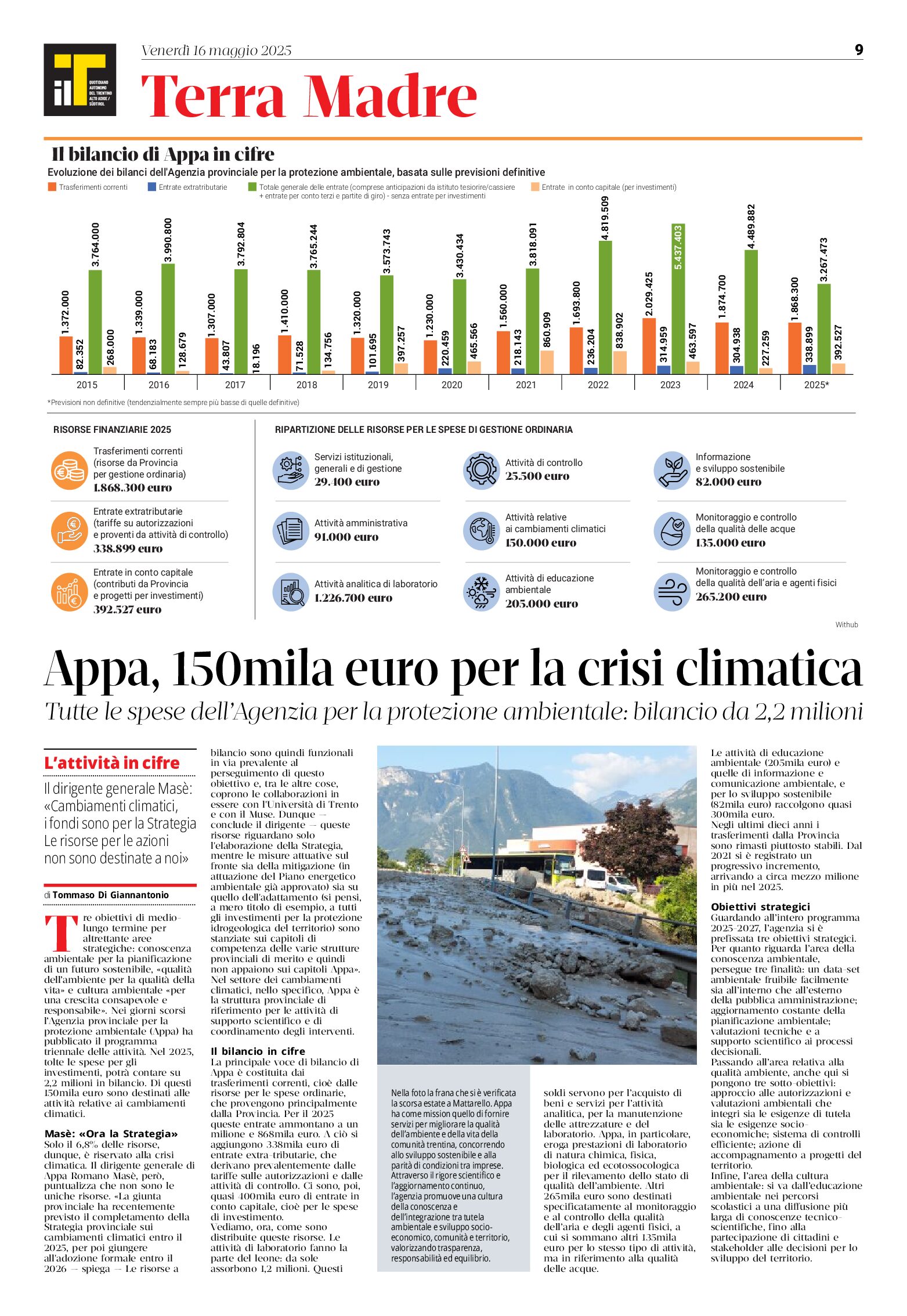 Appa, 150mila euro per la crisi climatica