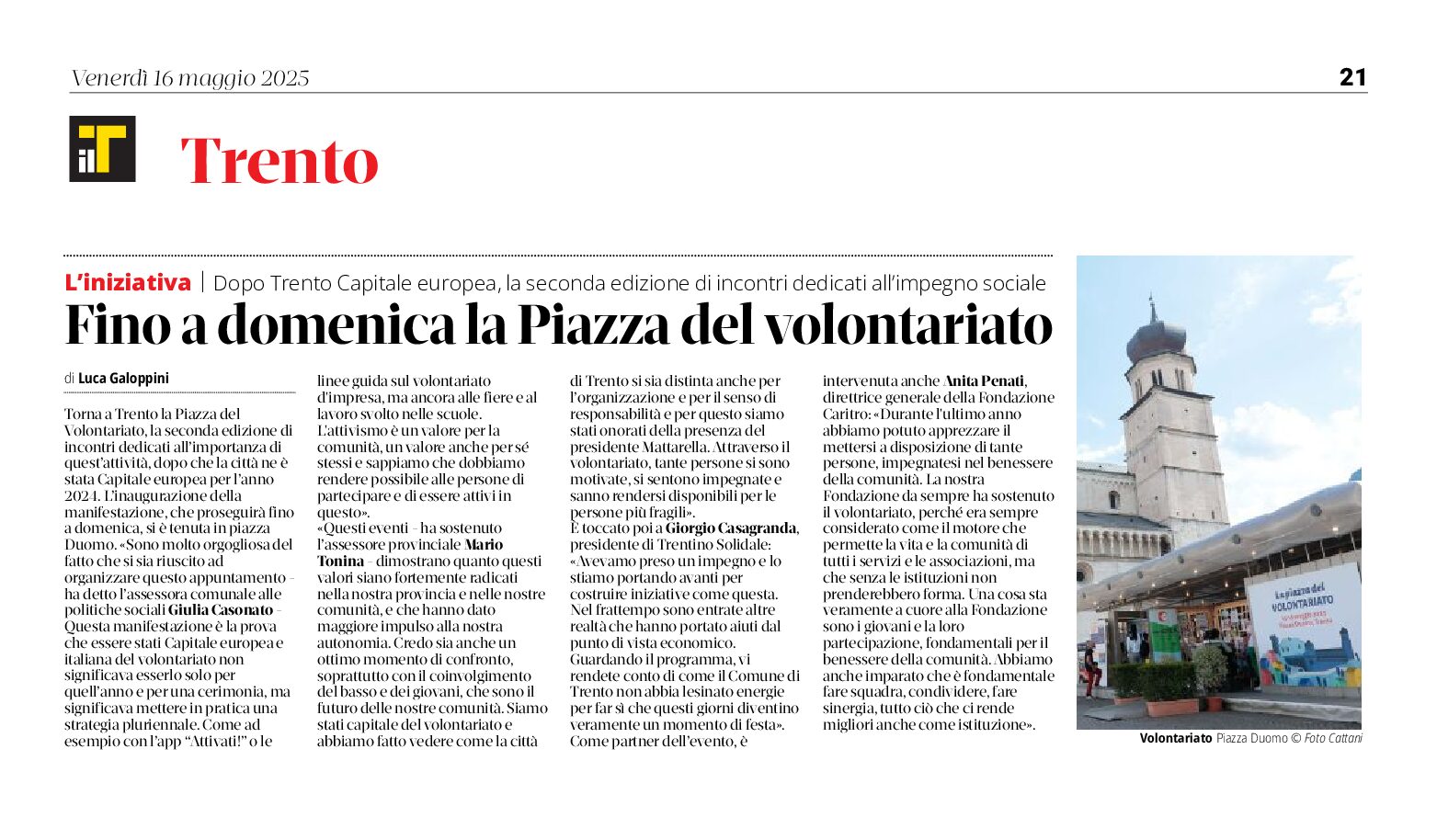Trento, piazza del Volontariato