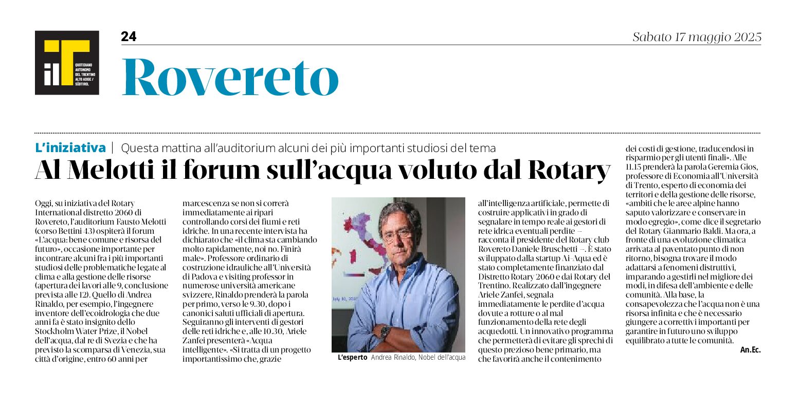 Rovereto: forum sull’acqua bene comune
