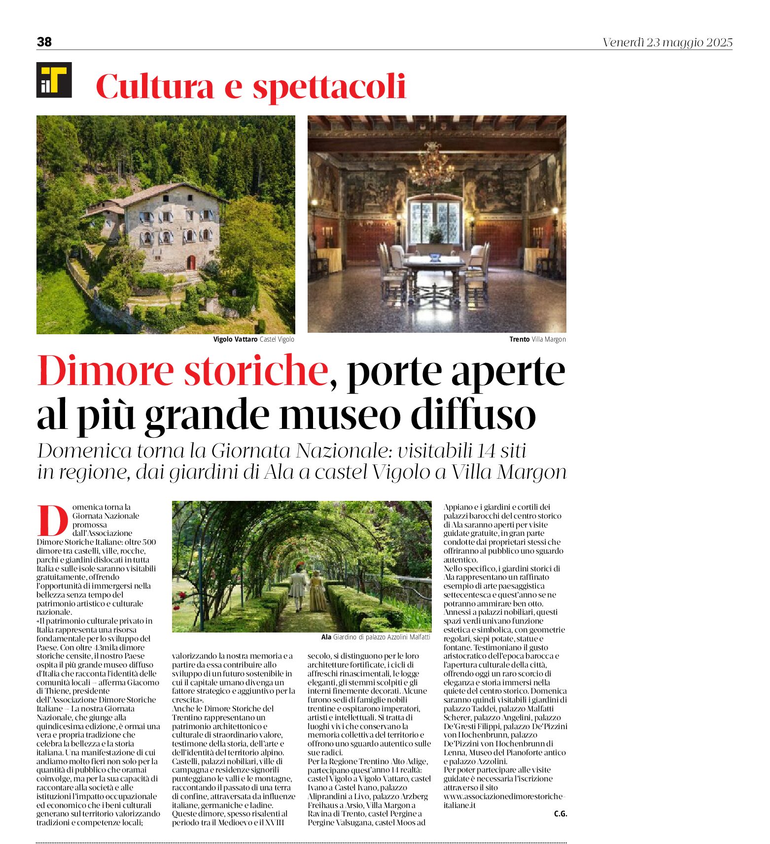 Dimore storiche: porte aperte domenica 25 maggio