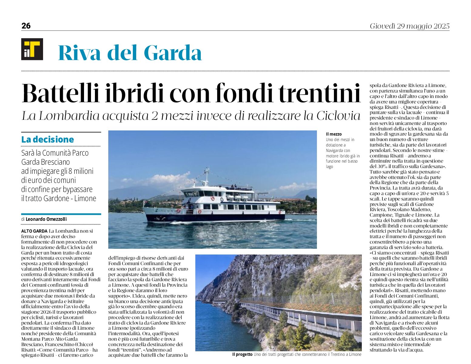 Lombardia: battelli invece della ciclovia