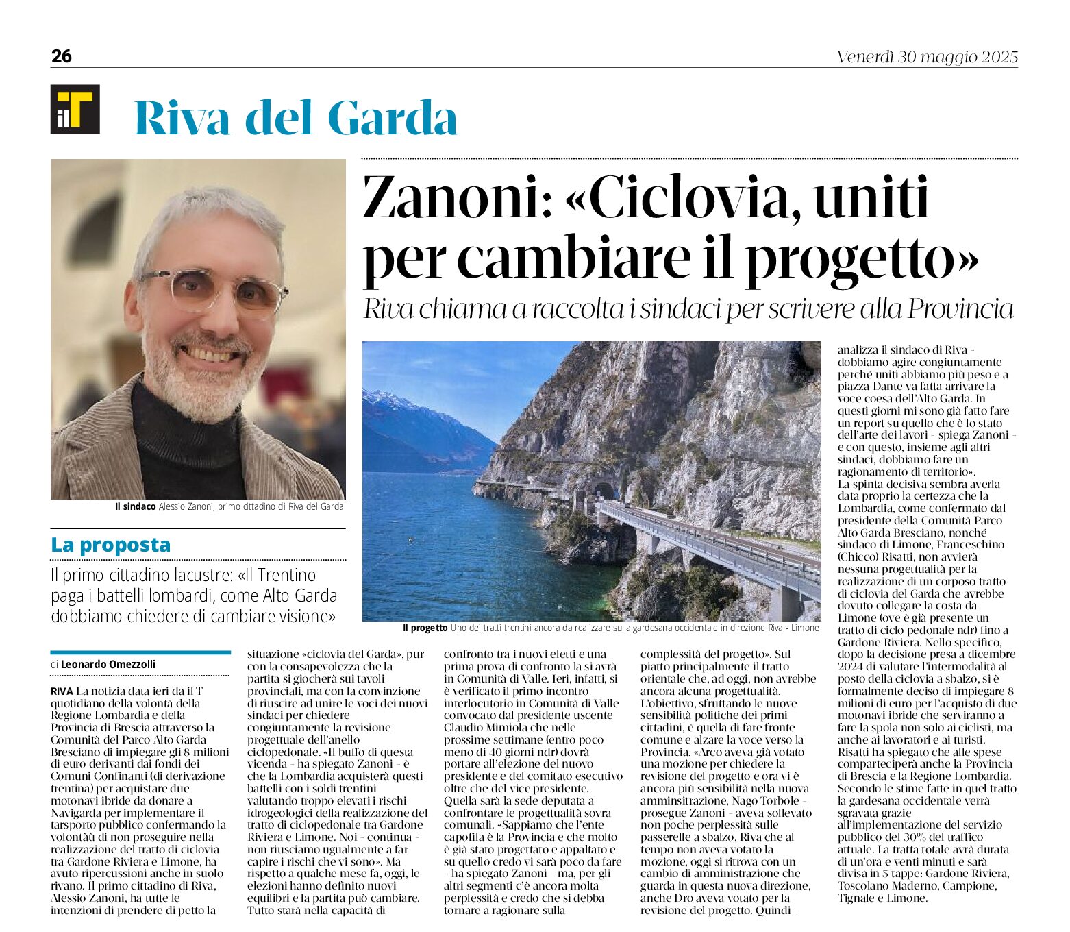 Riva del Garda. Zanoni, uniti per cambiare il progetto Ciclovia