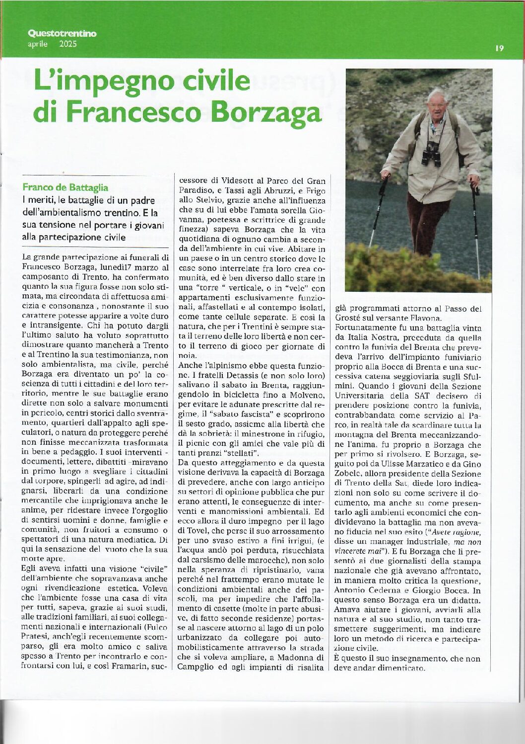 L’impegno civile di Francesco Borzaga