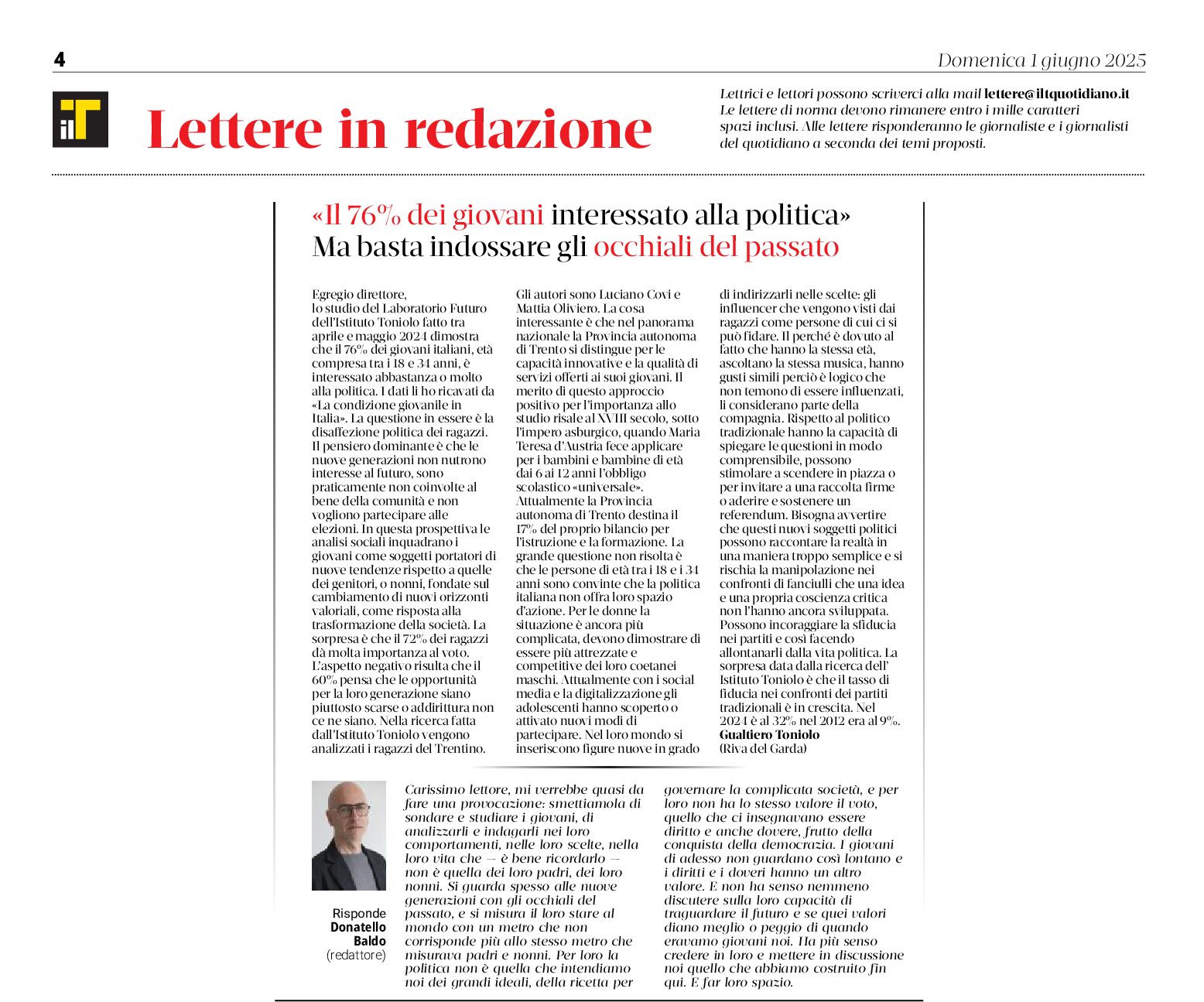 Il 76% dei giovani è interessato alla politica