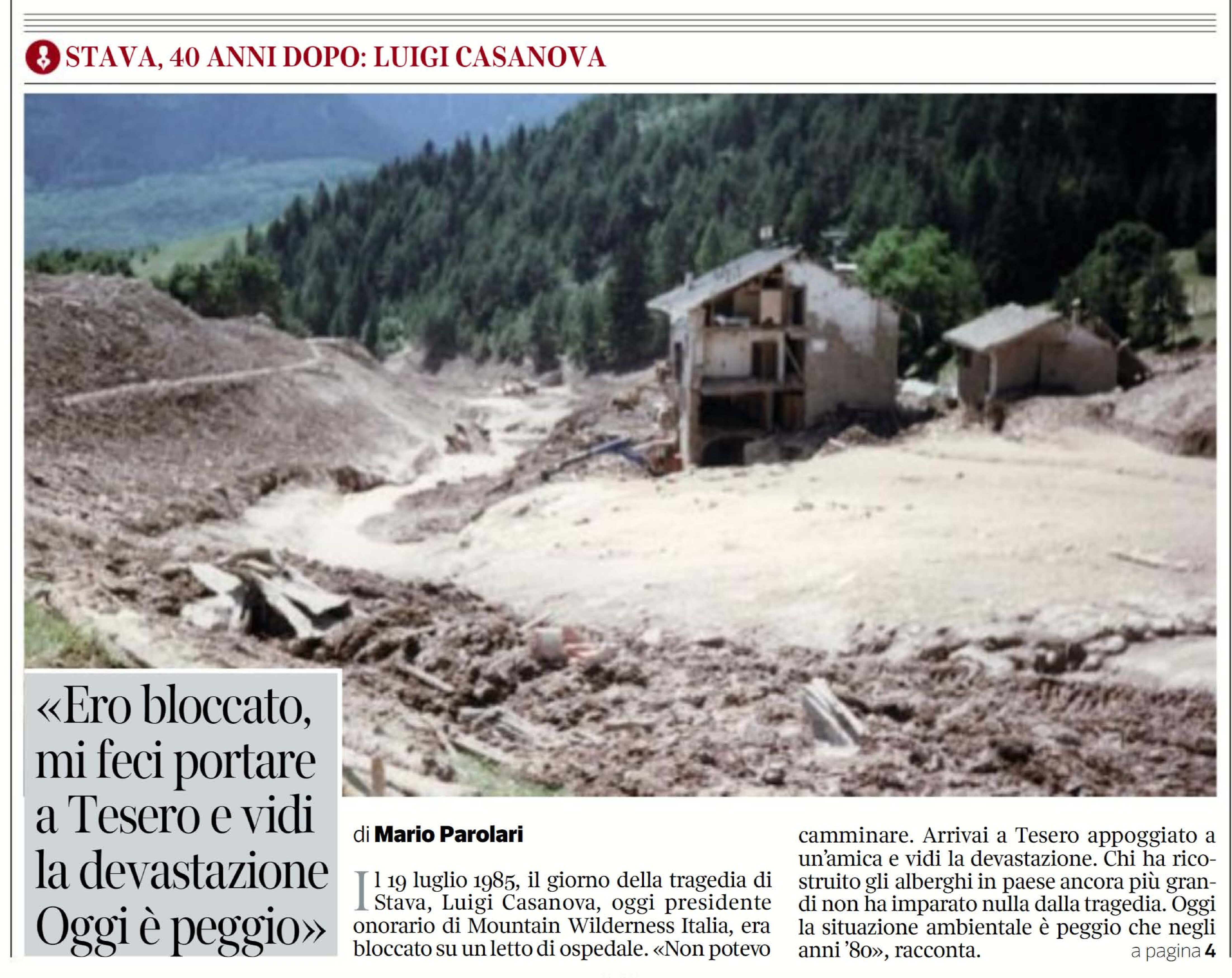 Stava, 40 anni dopo: testimonianza di Luigi Casanova