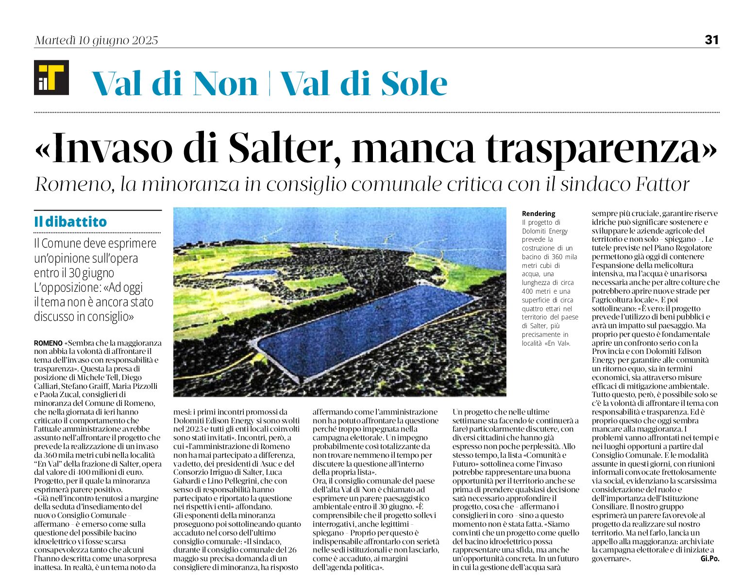 Invaso si Salter, manca la trasparenza