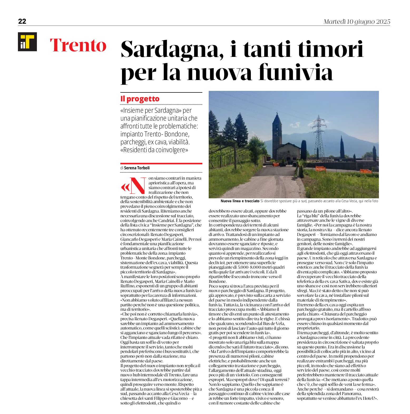 Sardagna, i timori per la nuova funivia