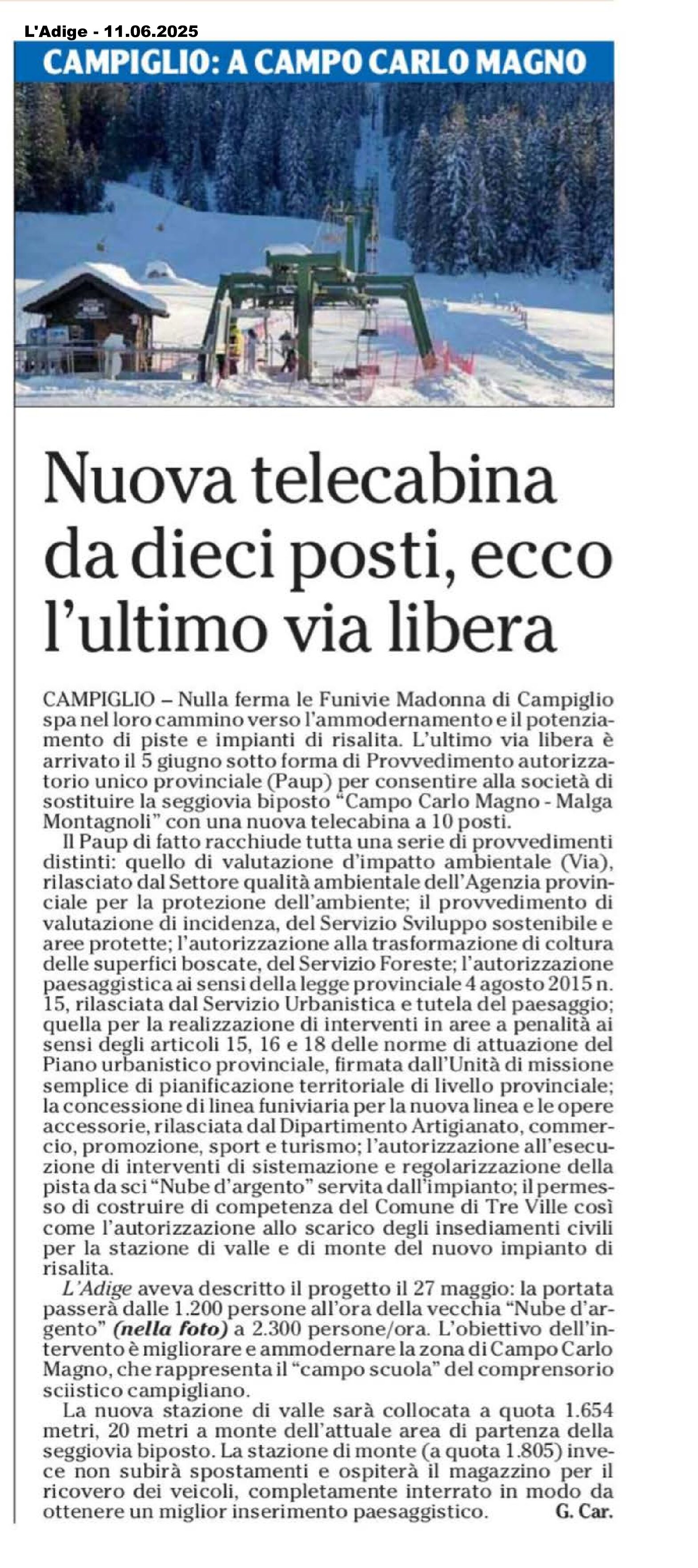Madonna di Campiglio: nuova telecabina