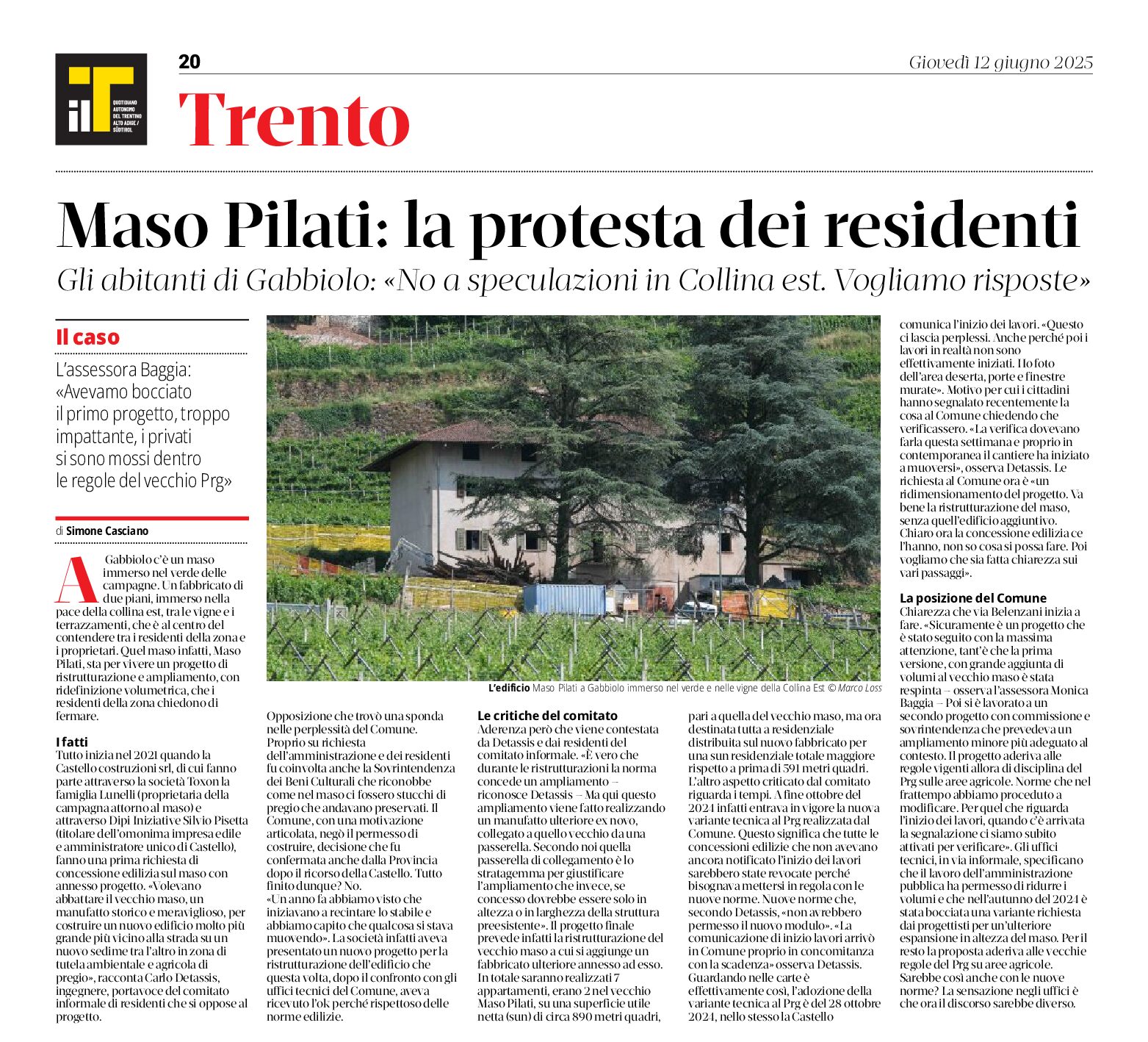Maso Pilati, la protesta dei residenti
