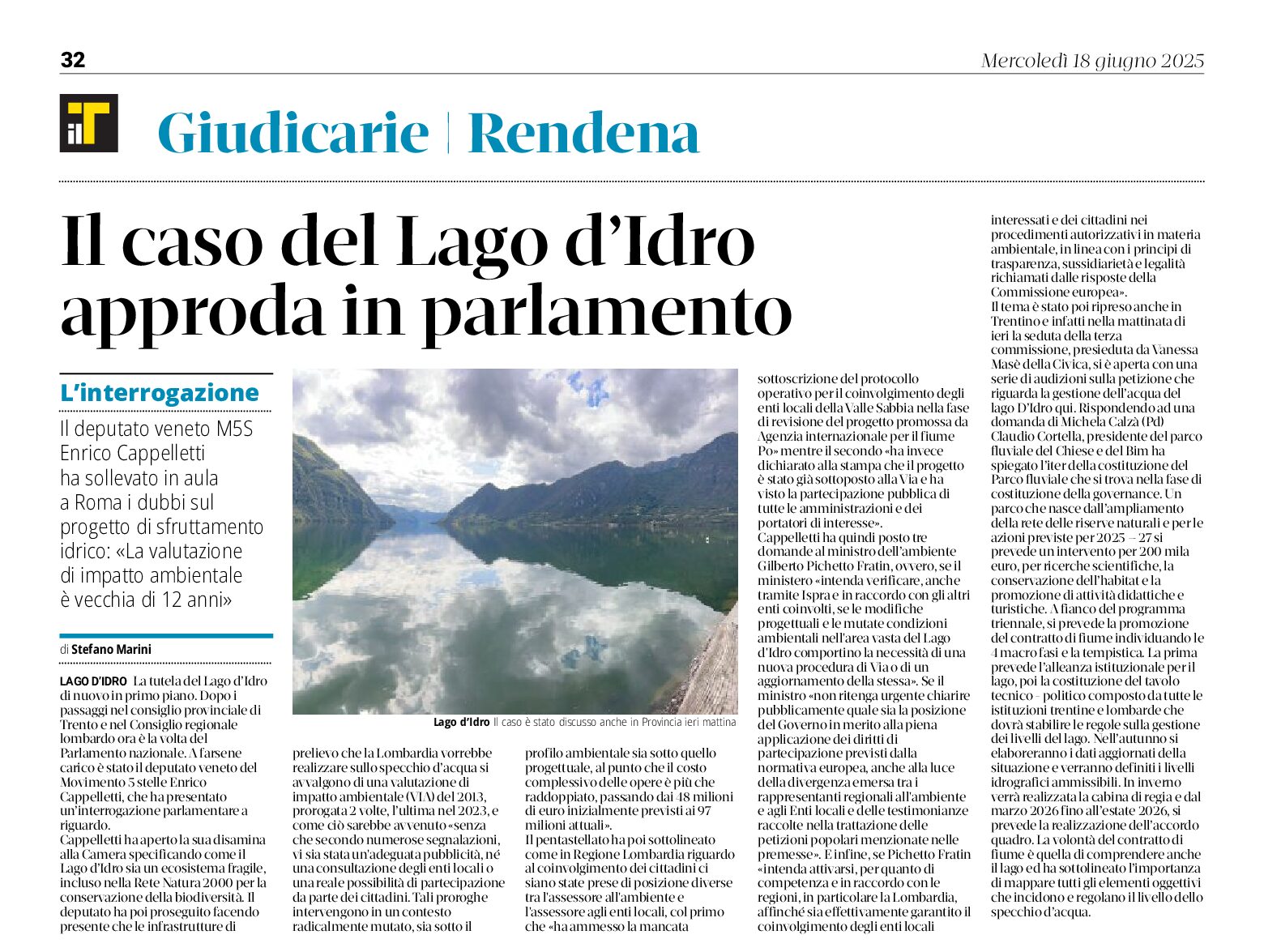Il caso del lago d’Idro in Parlamento