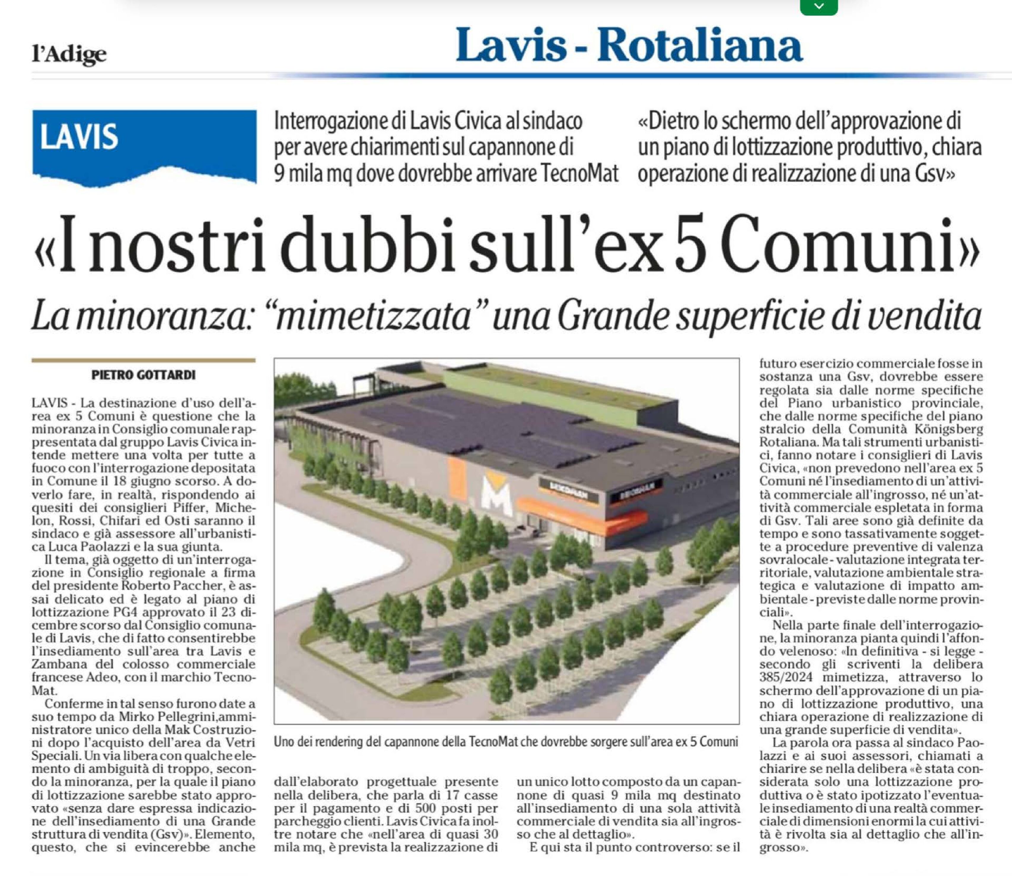 Lavis, dubbi sull’area commerciale