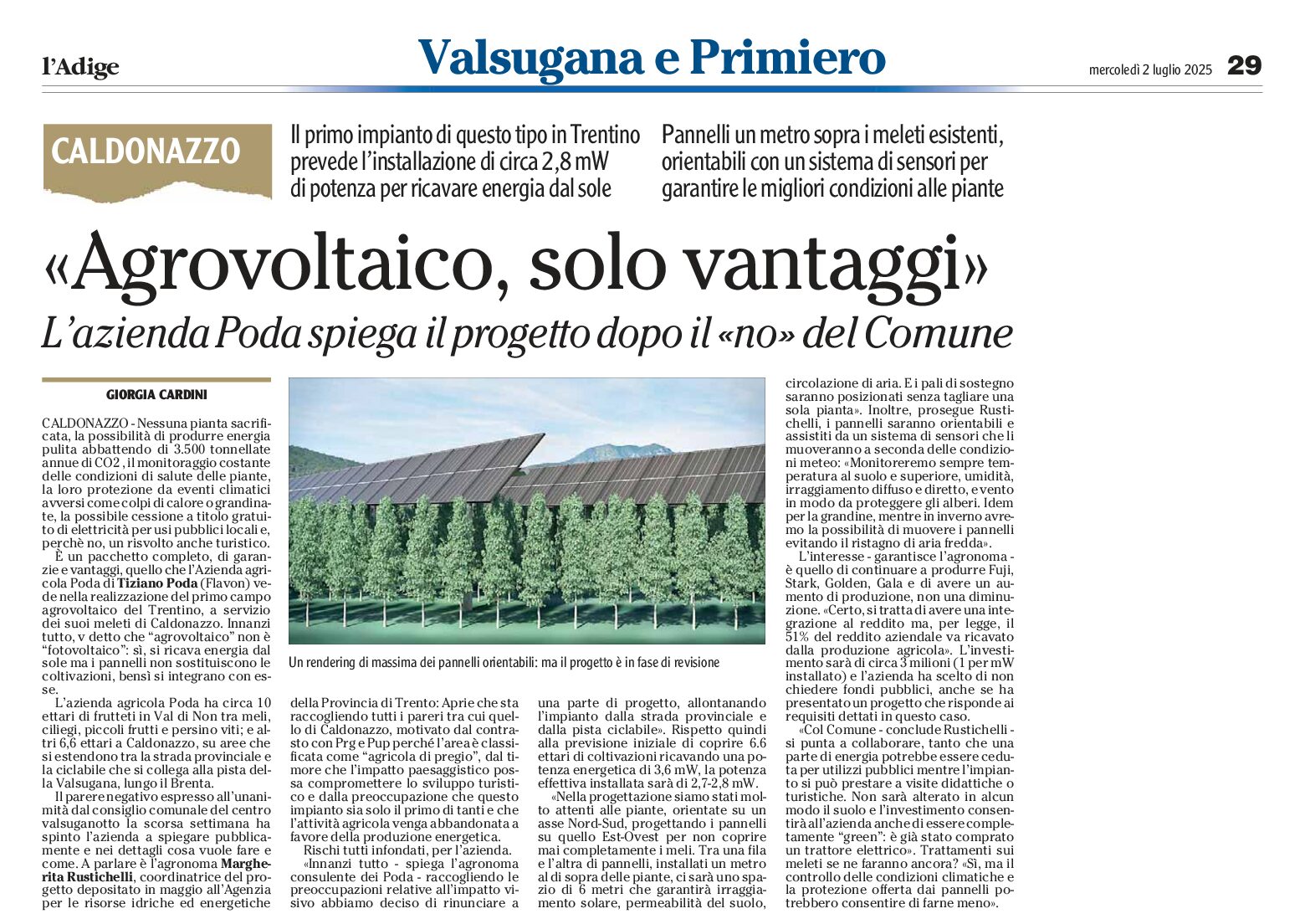 Caldonazzo, agrovoltaico