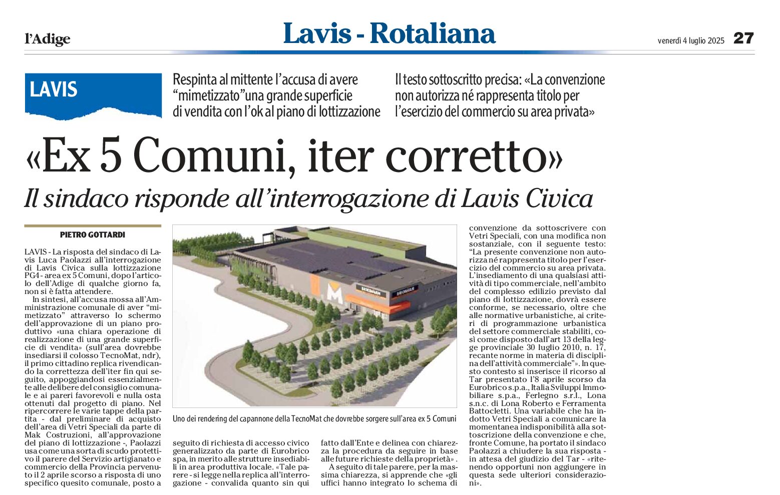Lavis, piano di lottizzazione è ok