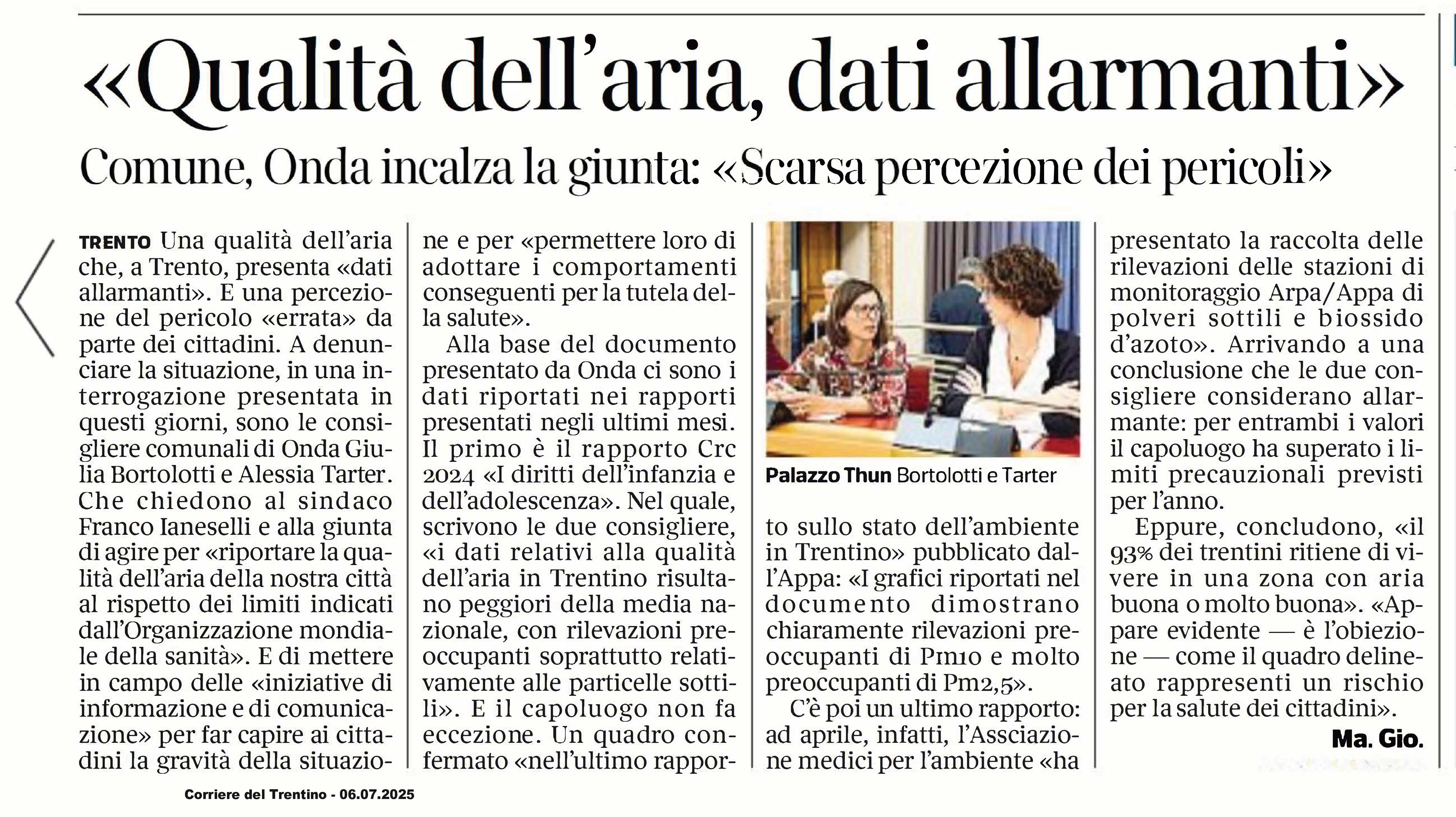 Trento: qualità dell’aria, dati allarmanti