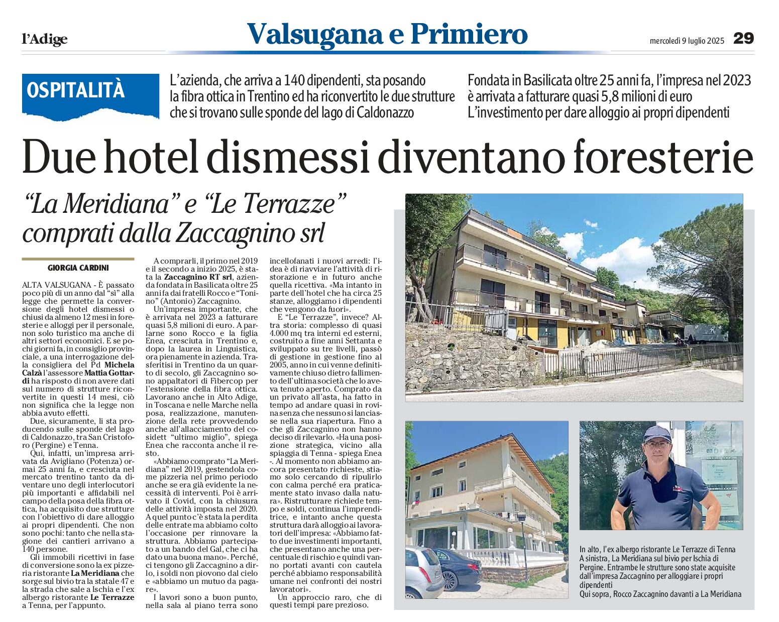Valsugana: 2 hotel dismessi diventano foresterie