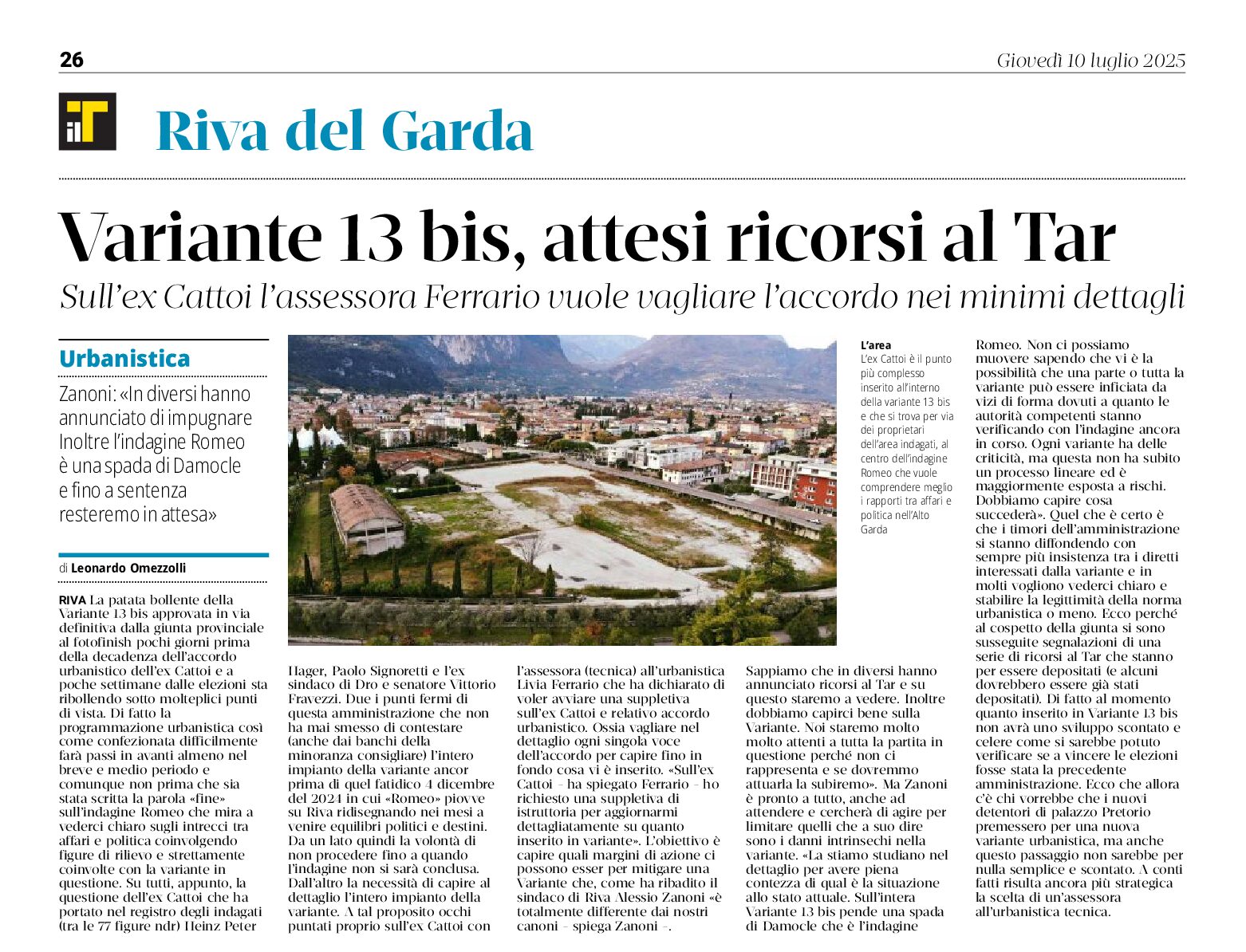 Riva: variante 13bis, attesi ricorsi al Tar
