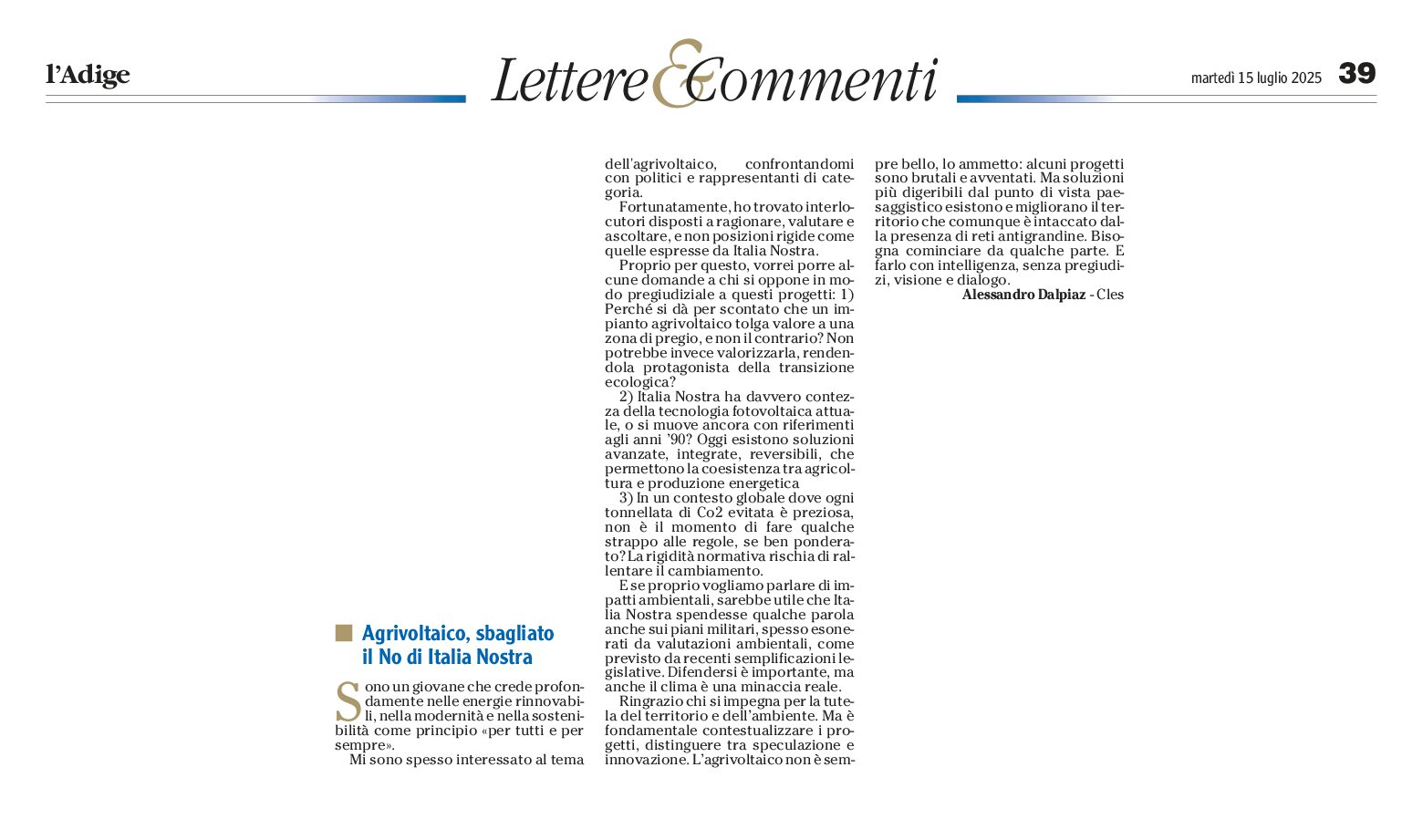 Agrivoltaico: opinioni a confronto