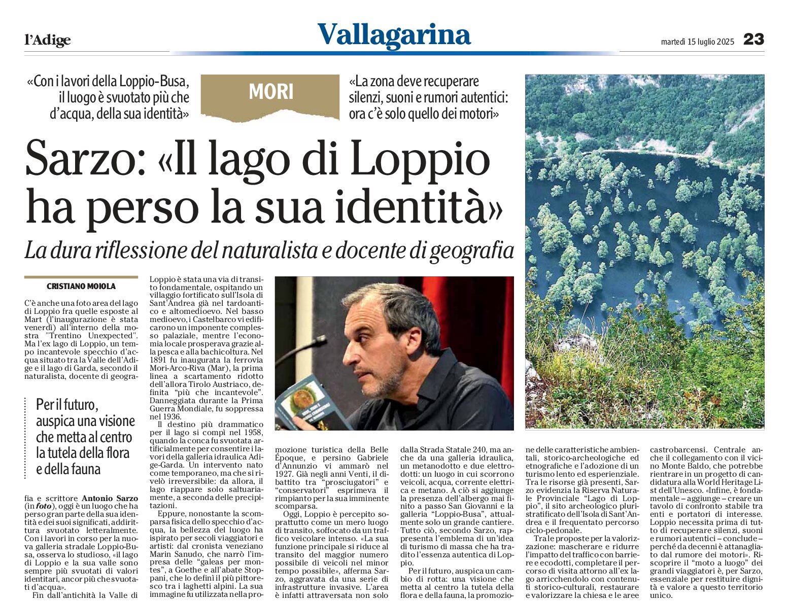 Lago di Loppio: con i lavori ha perso la sua identità