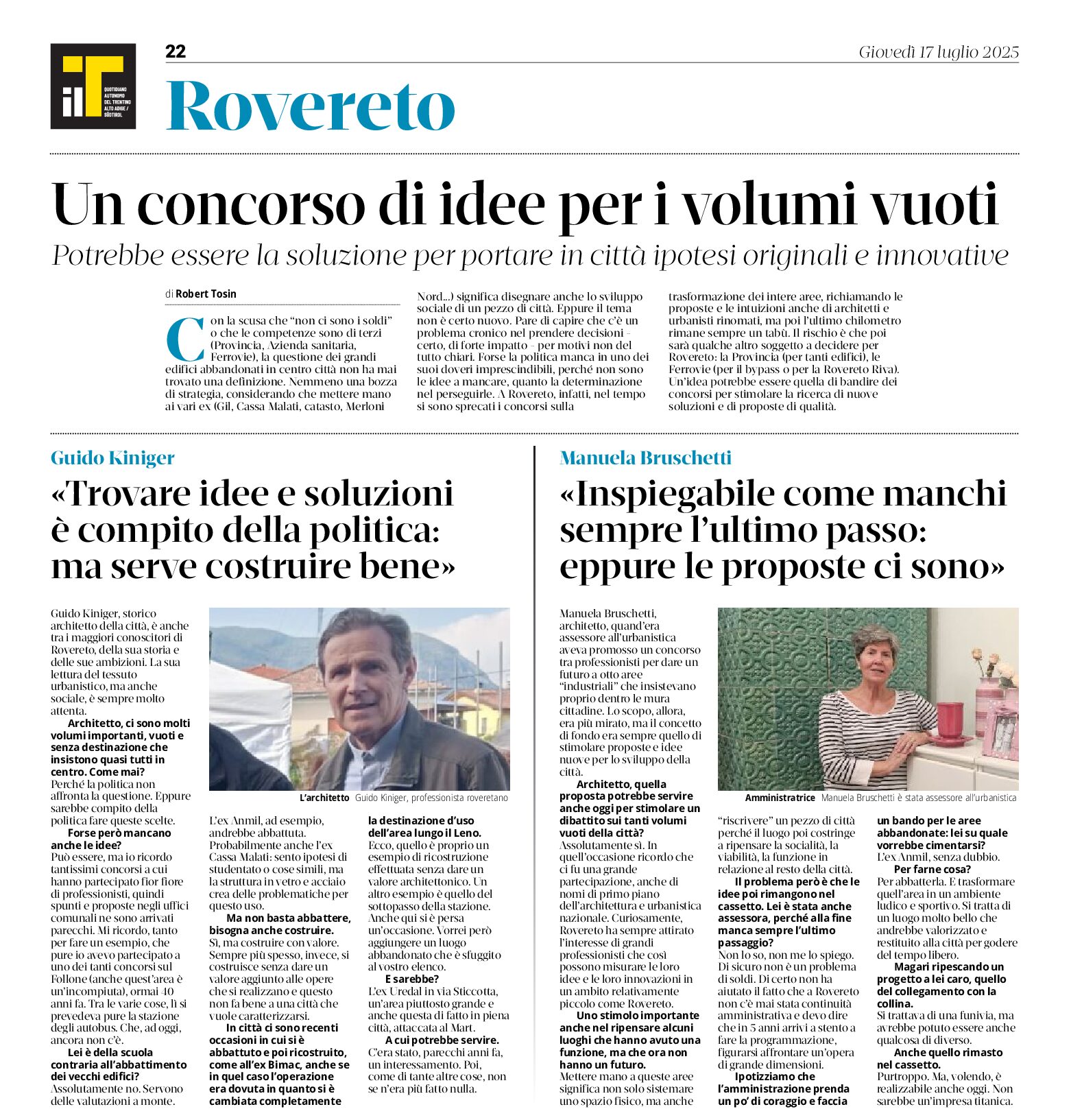 Rovereto: concorso di idee per i volumi vuoti