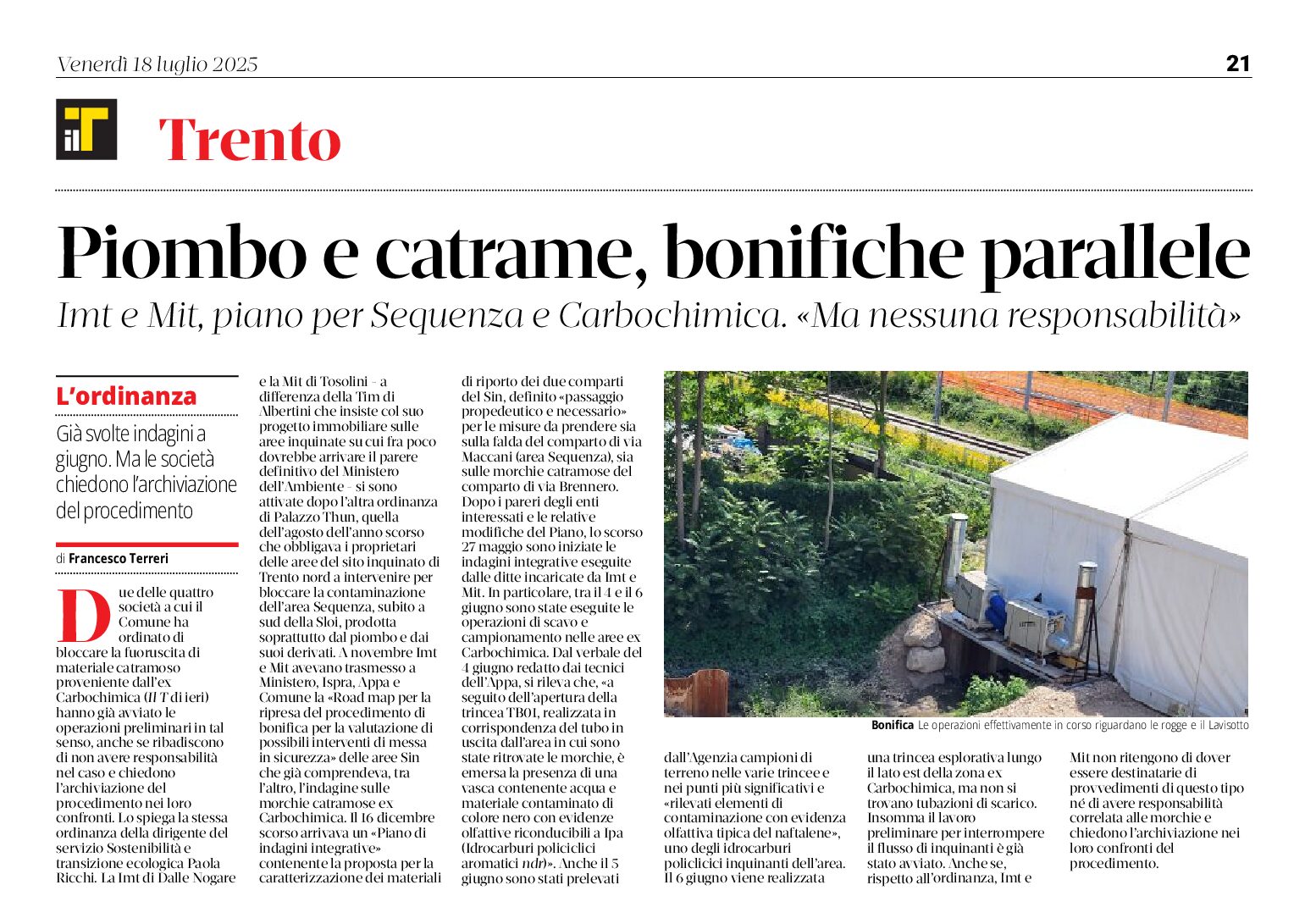 Aree ec Carbochimica e Sequenza: piombo e cattrame