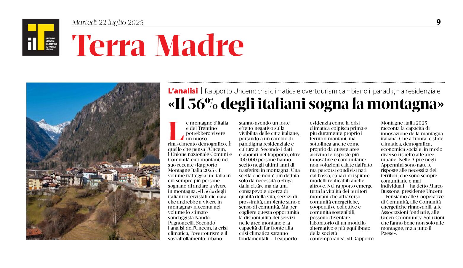 Rapporto Uncem sulla montagna