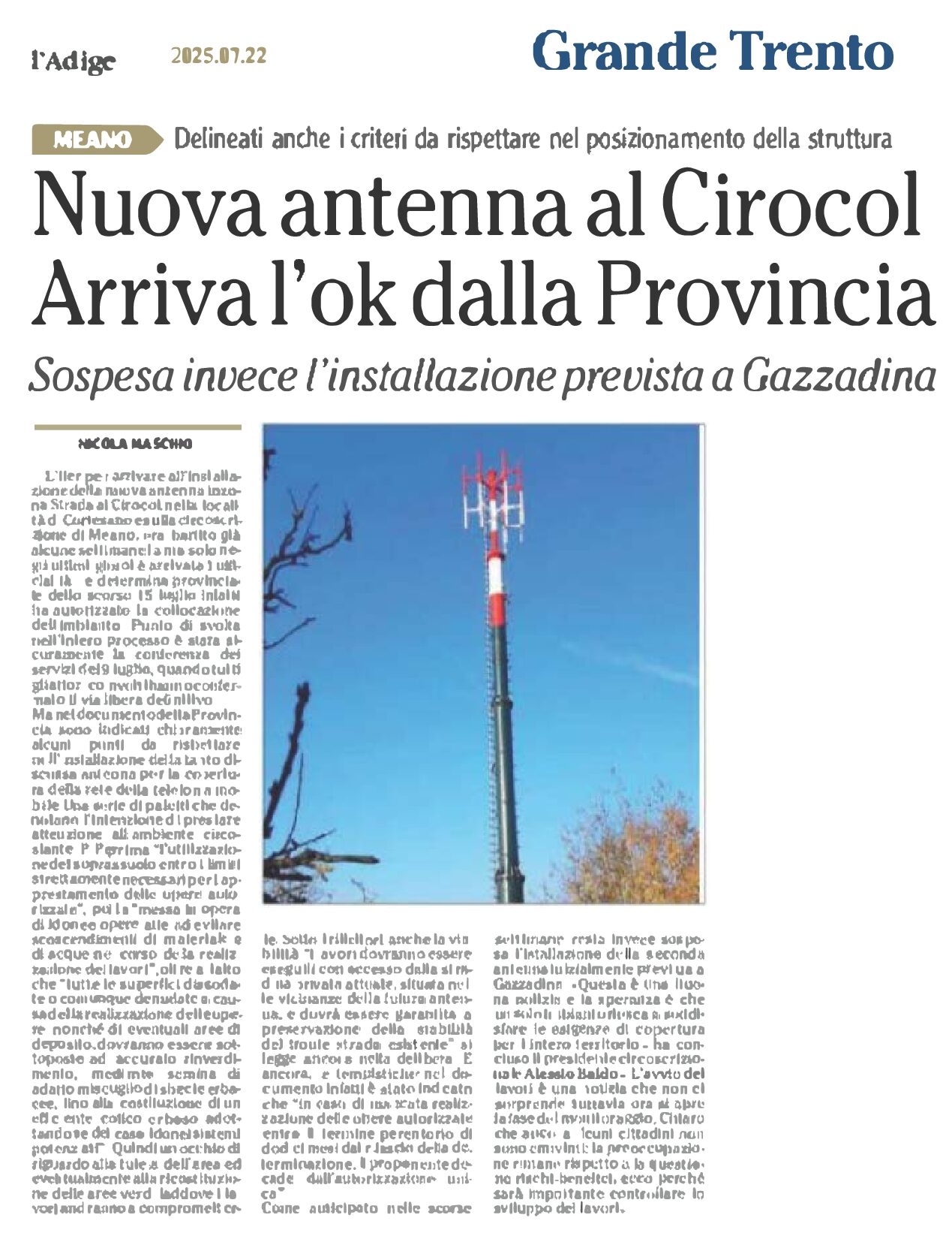 Meano: nuova antenna