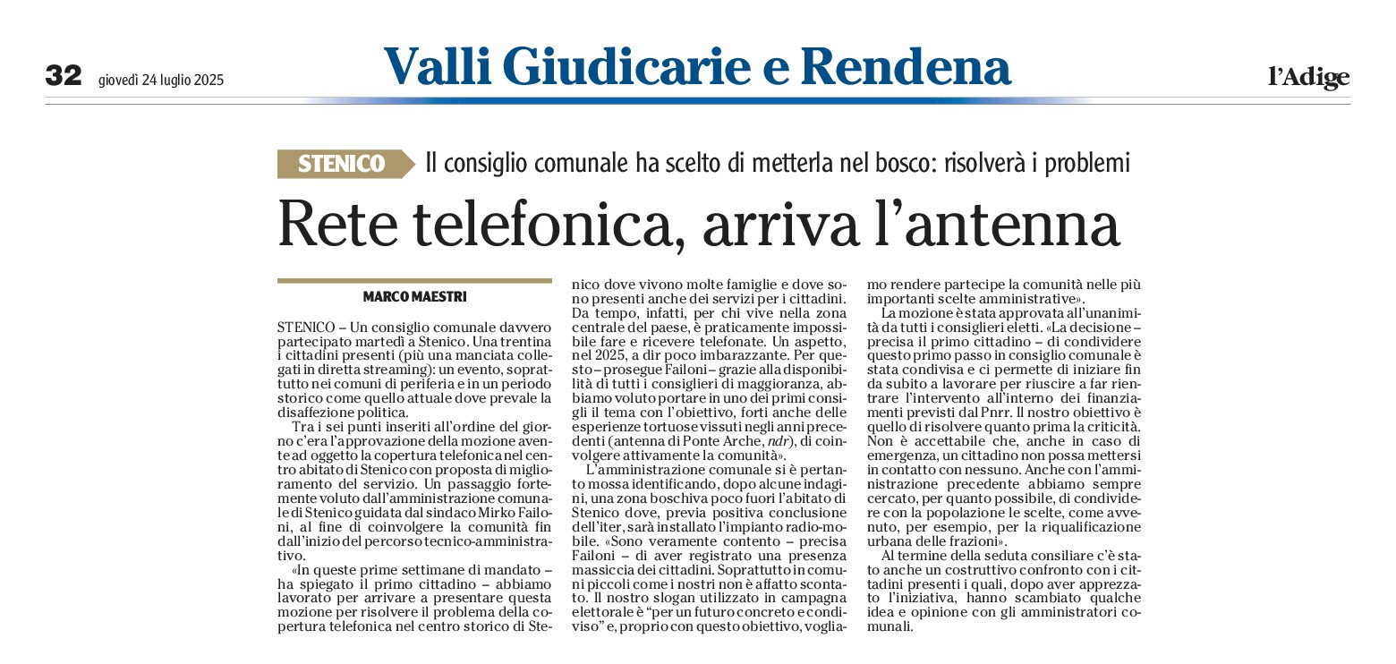 Stenico: antenna telefonica nel bosco