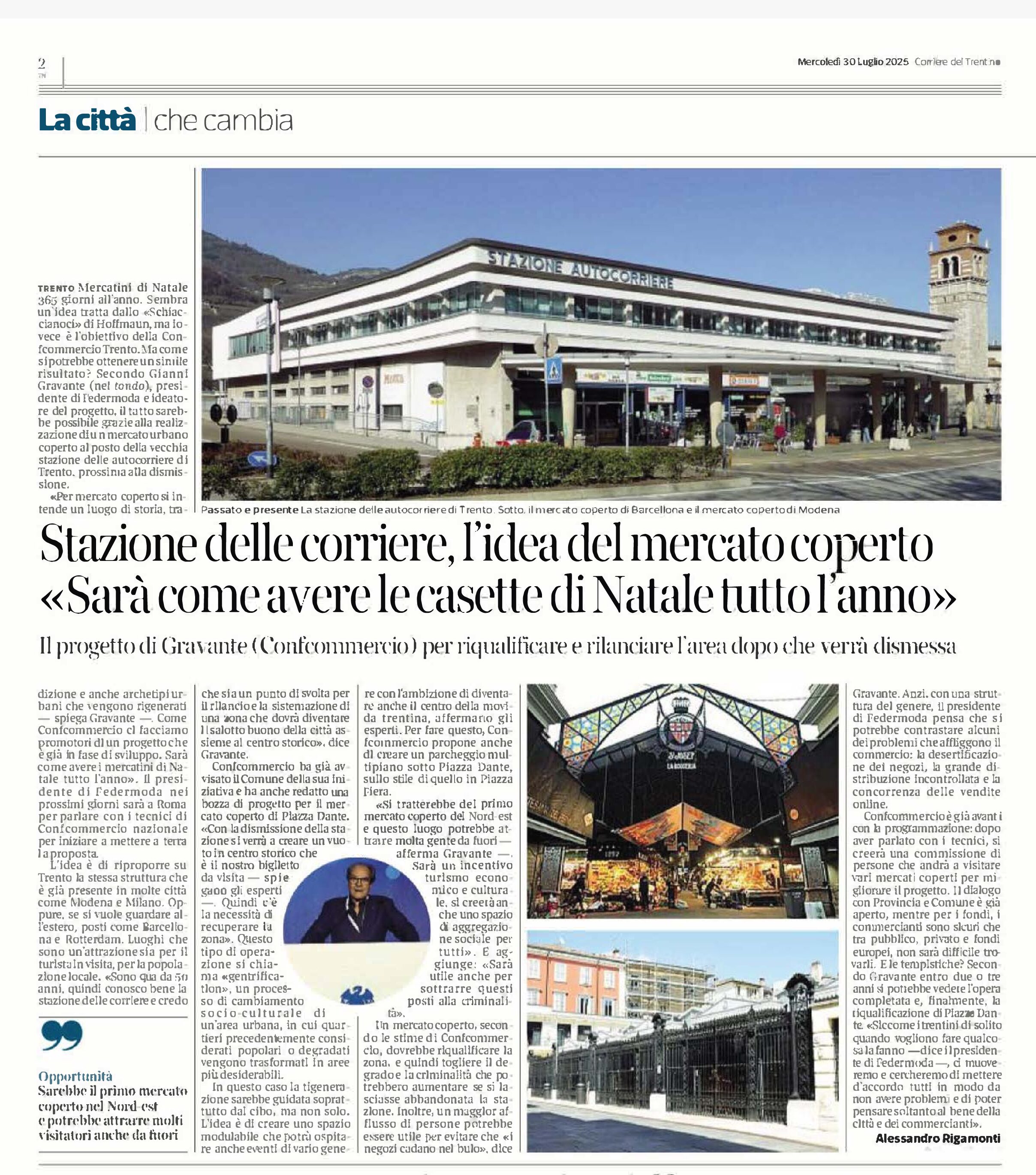 Trento: stazione autocorriere, idea mercato coperto