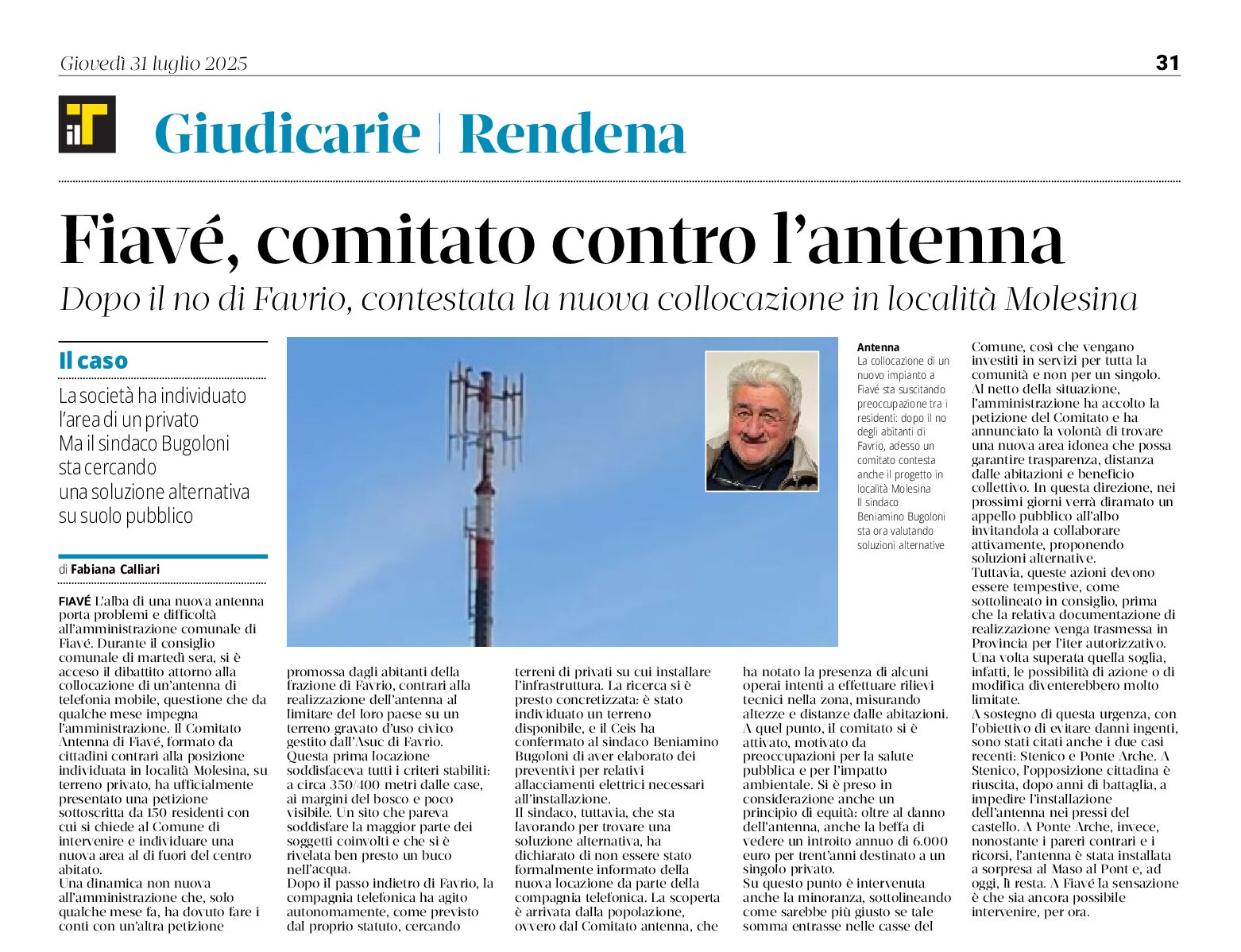 Fiavè, firme contro l’antenna 5G