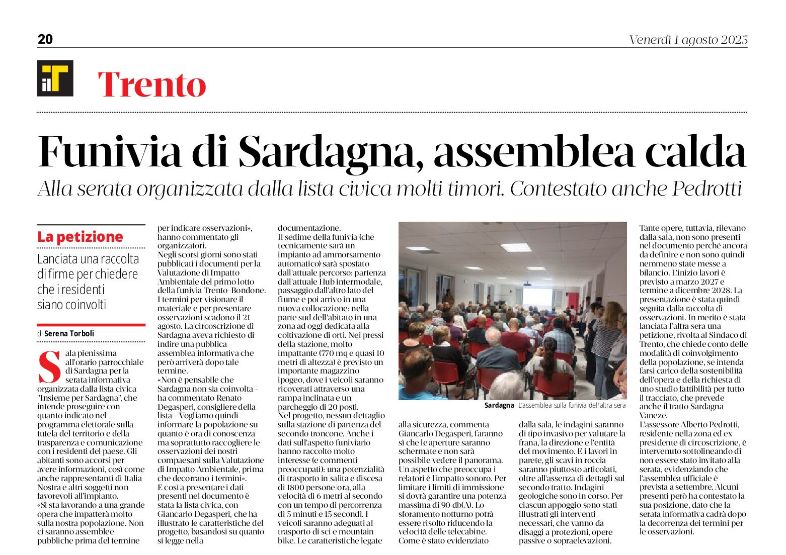 Funivia di Sardagna, raccolta firme