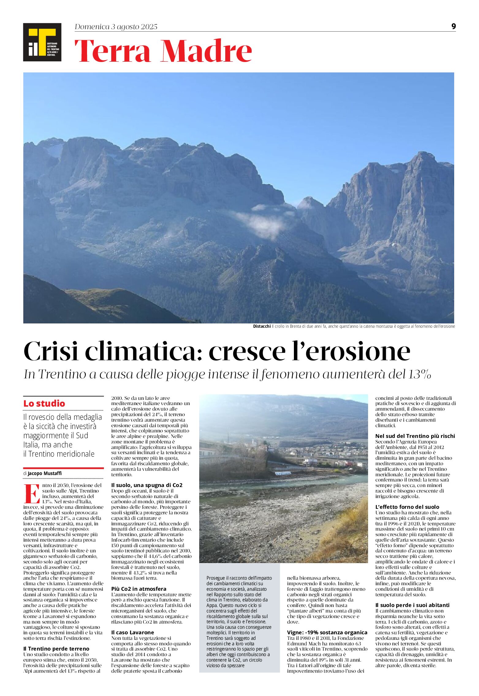 Crolla Cima Falkner – Crisi climatica, cresce l’erosione