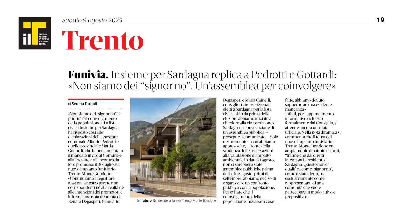 Assemblea funivia per Sardagna