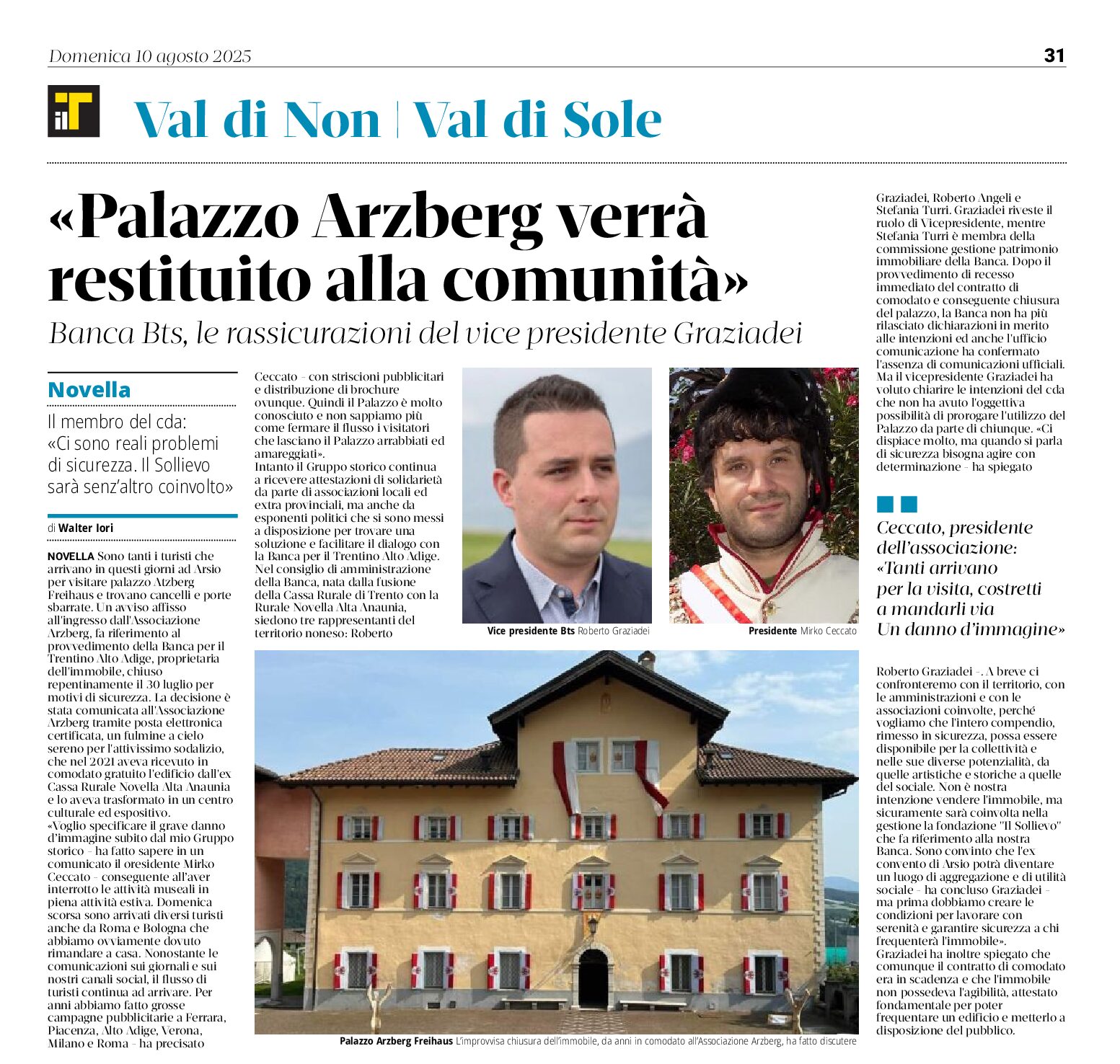 Arsio: il destino di palazzo Arzberg