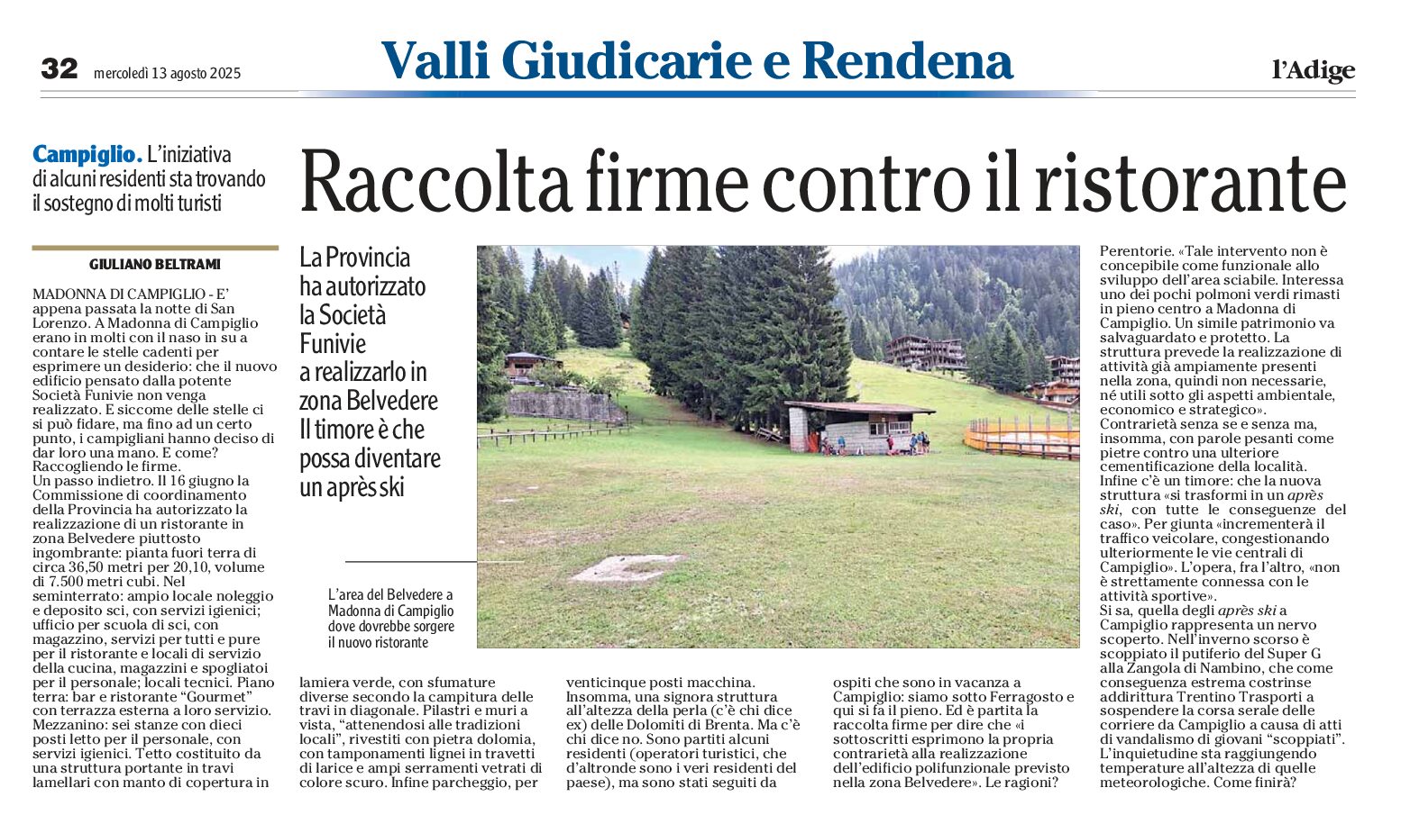 Campiglio: no al nuovo ristorante apres-ski