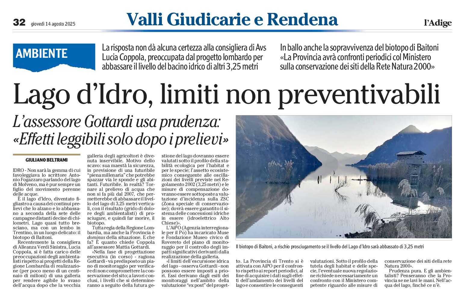 Lago d’Idro, limiti non prevedibili